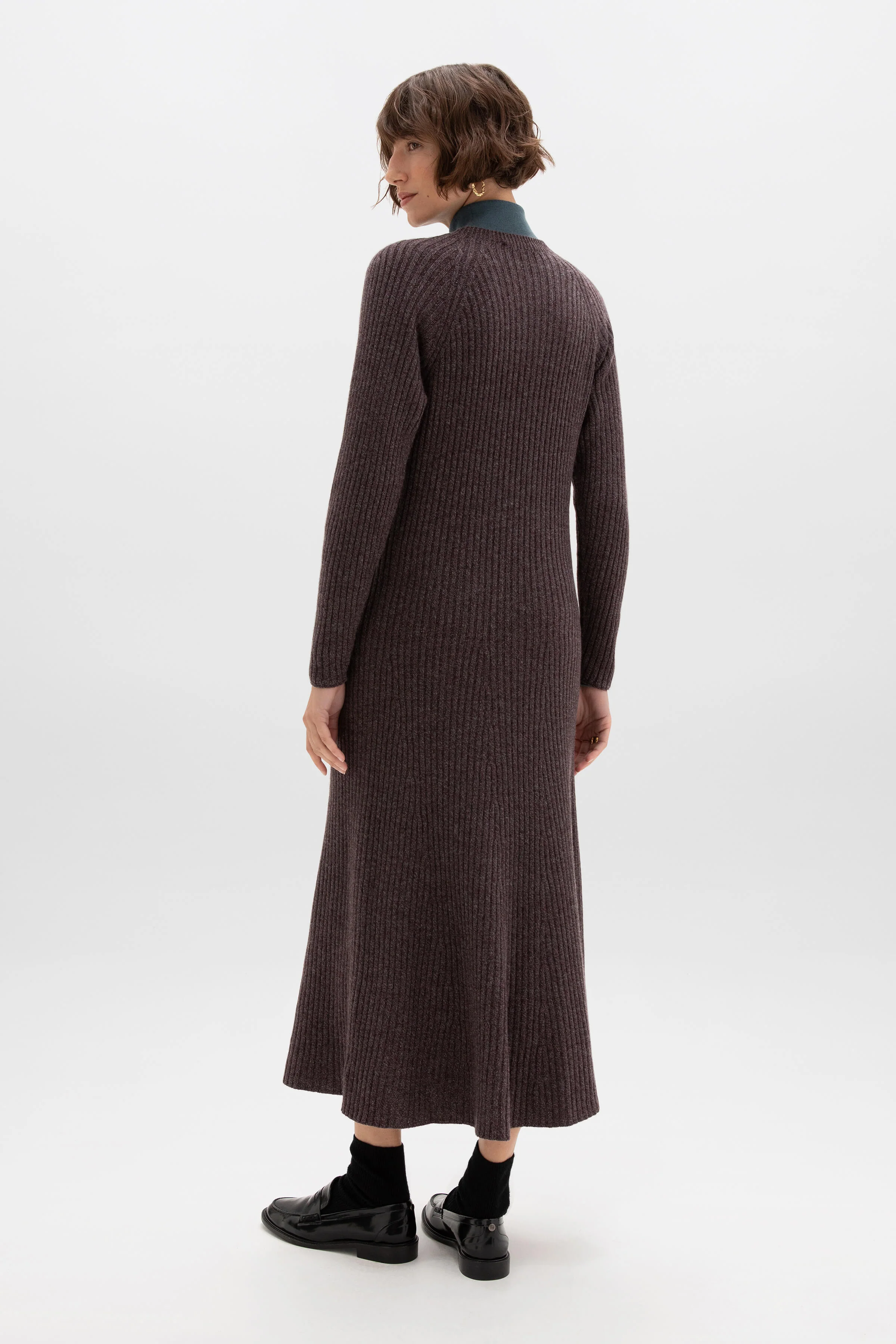 Ribbed Purple Cashmere Dress - Image 5