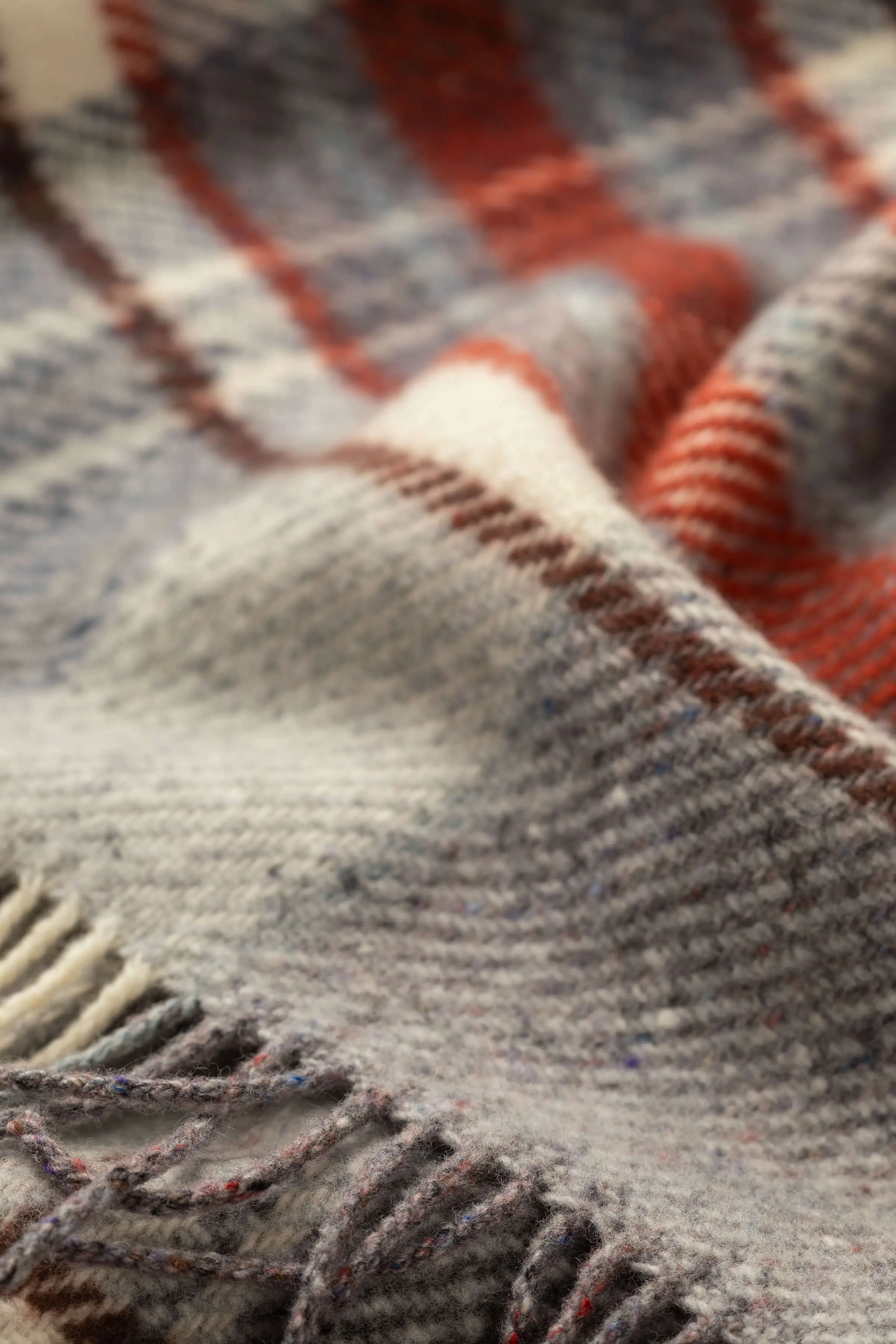 Donegal Check Bed Throw in Russet & Grey - Image 6