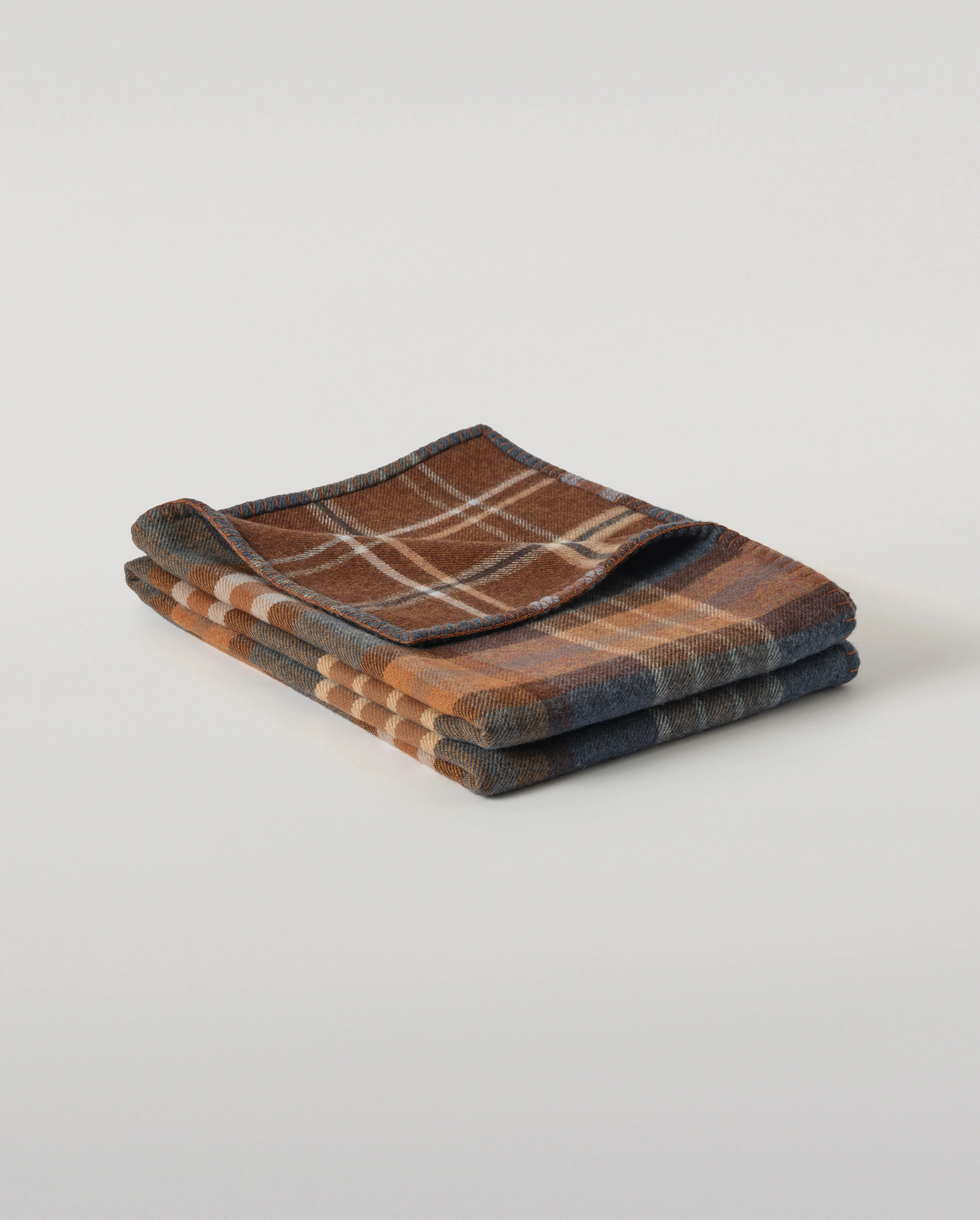 Double Face Blue & Brown Wool Throw - Image 2