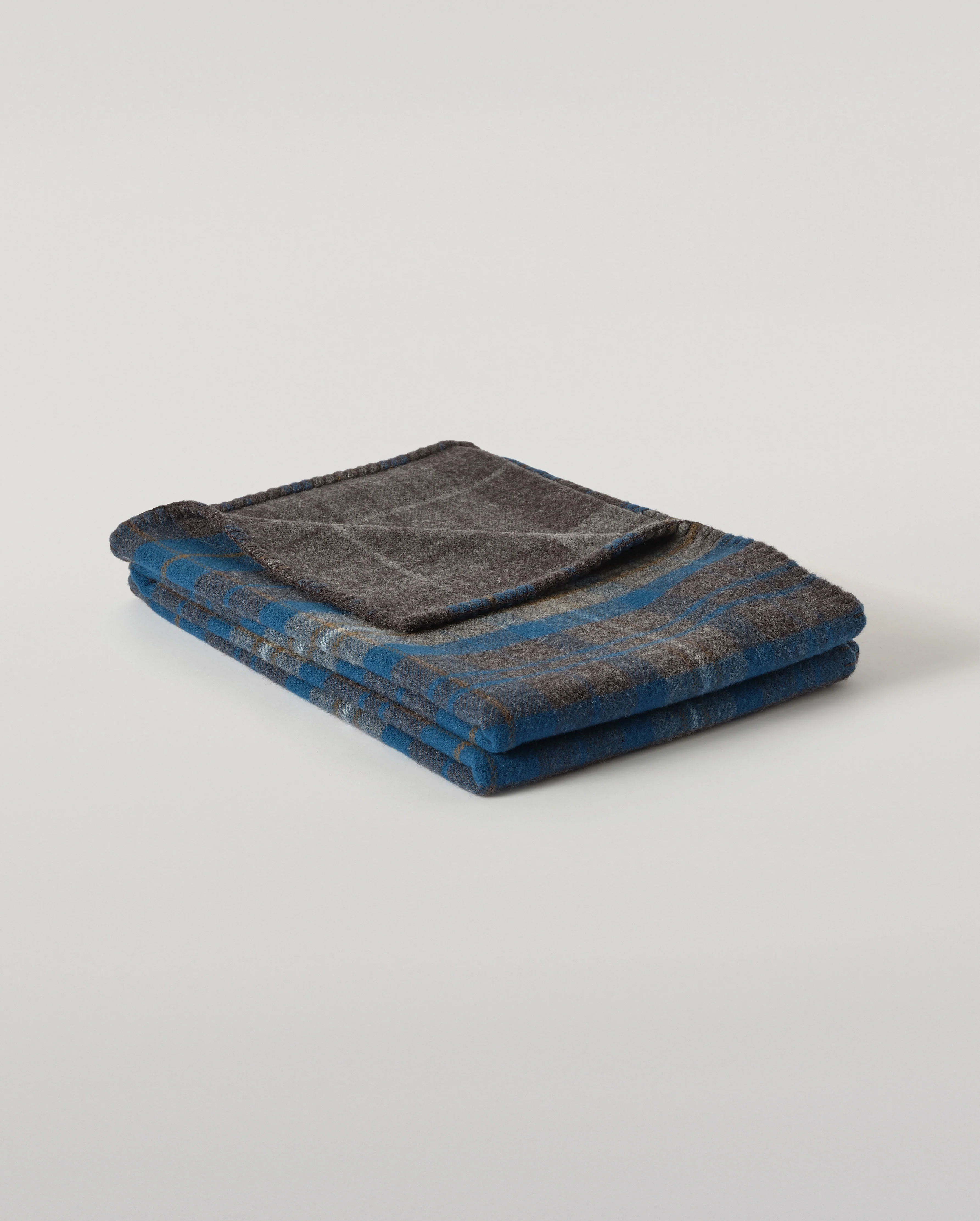 Double Face Blue & Grey Wool Throw - Image 2