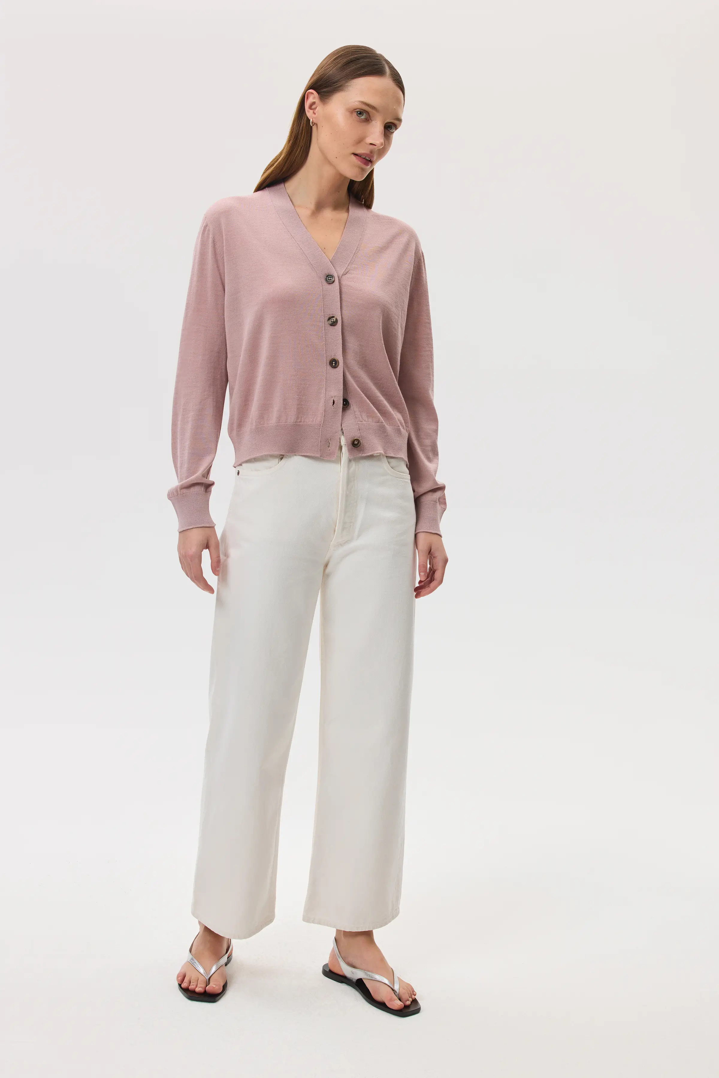 Superfine Merino Wool Pink Cardigan