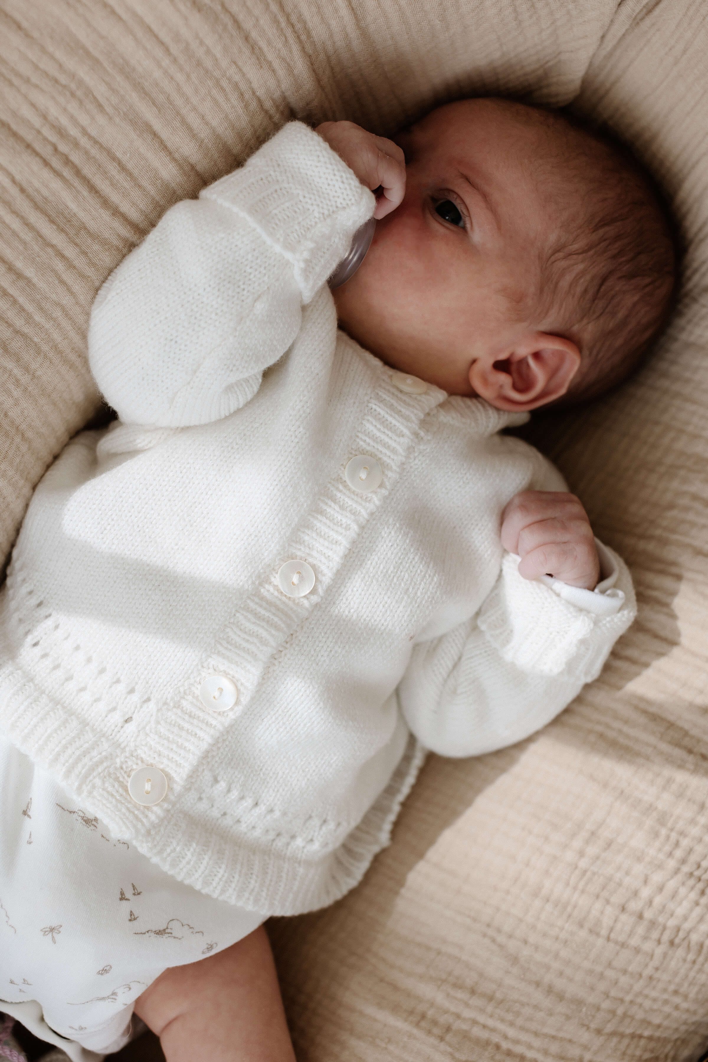 White Cashmere Baby Cardigan - Image 2