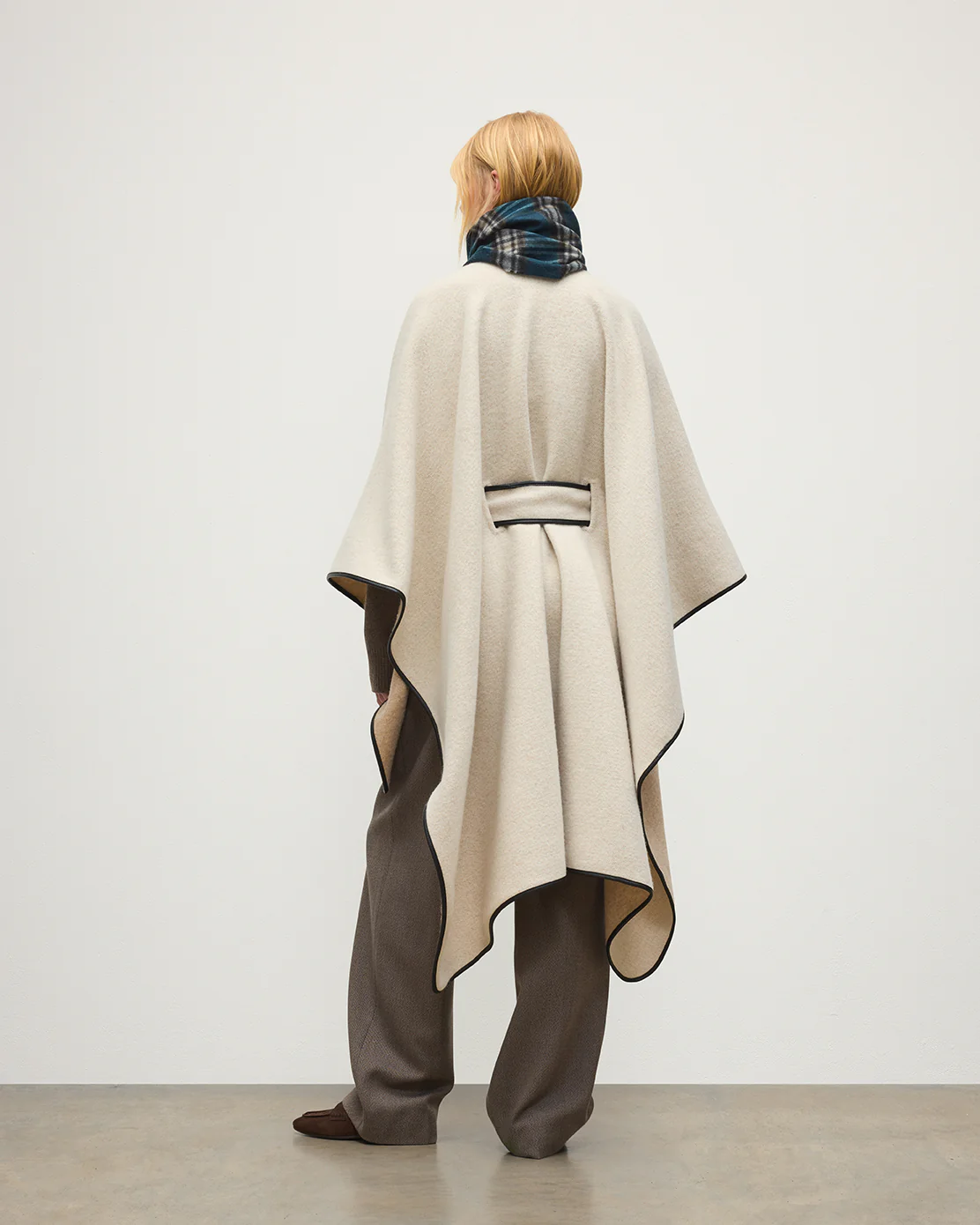 Cream Belted Cape with Leather Binding - Image 4