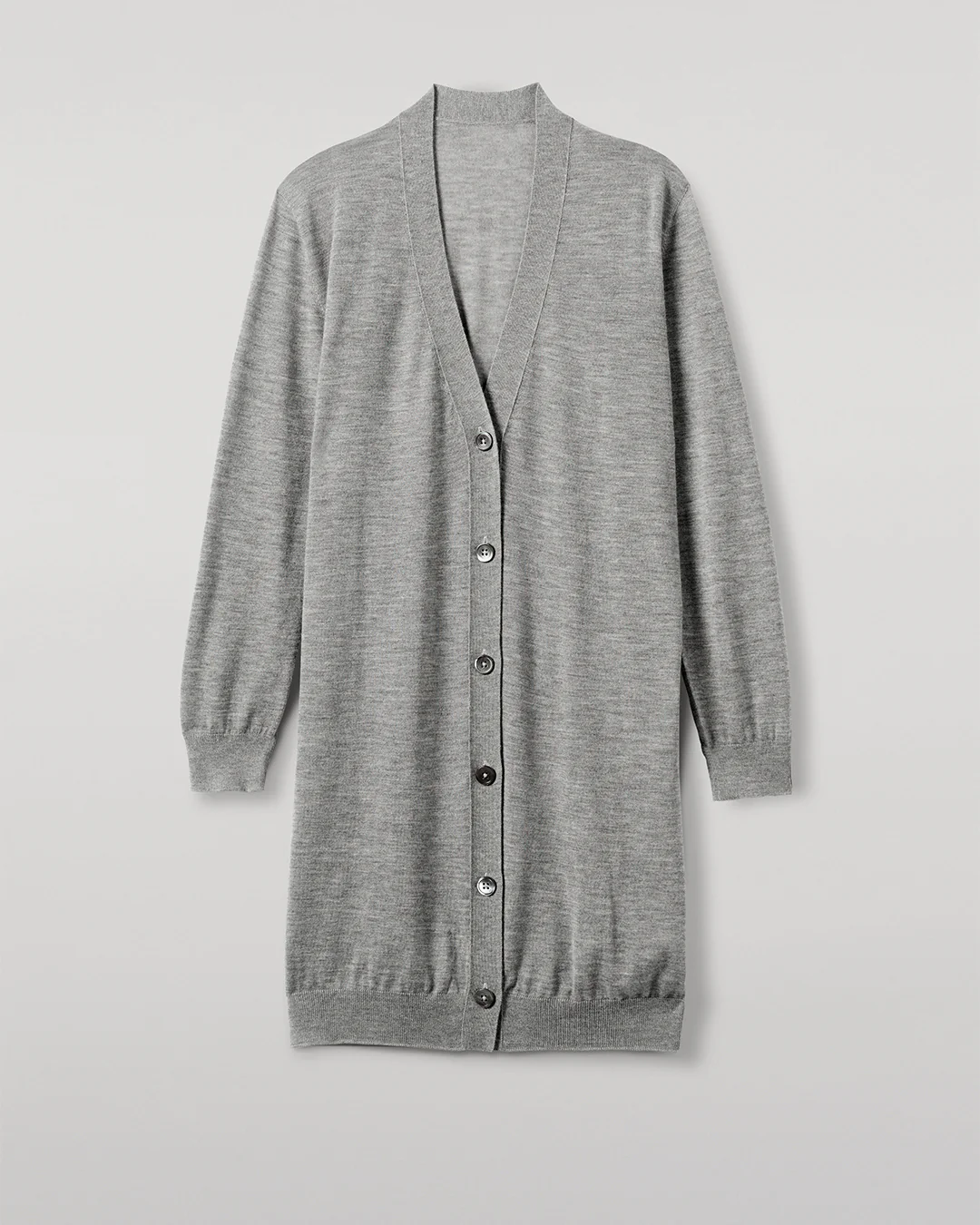 Elise Grey Long Superfine Cashmere Cardigan - Image 2