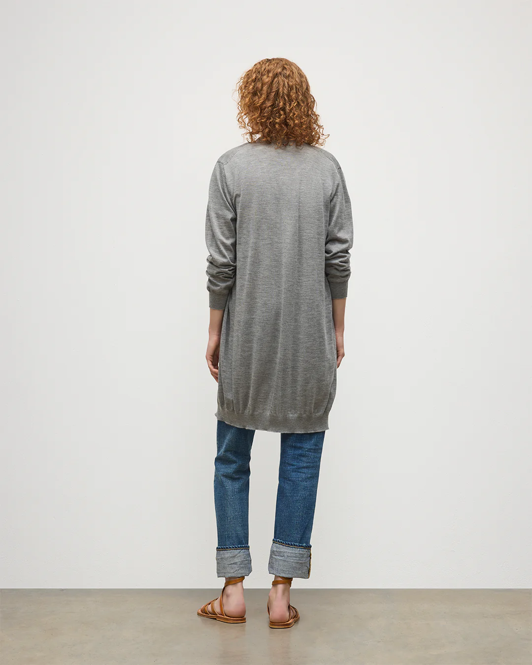 Elise Grey Long Superfine Cashmere Cardigan - Image 4