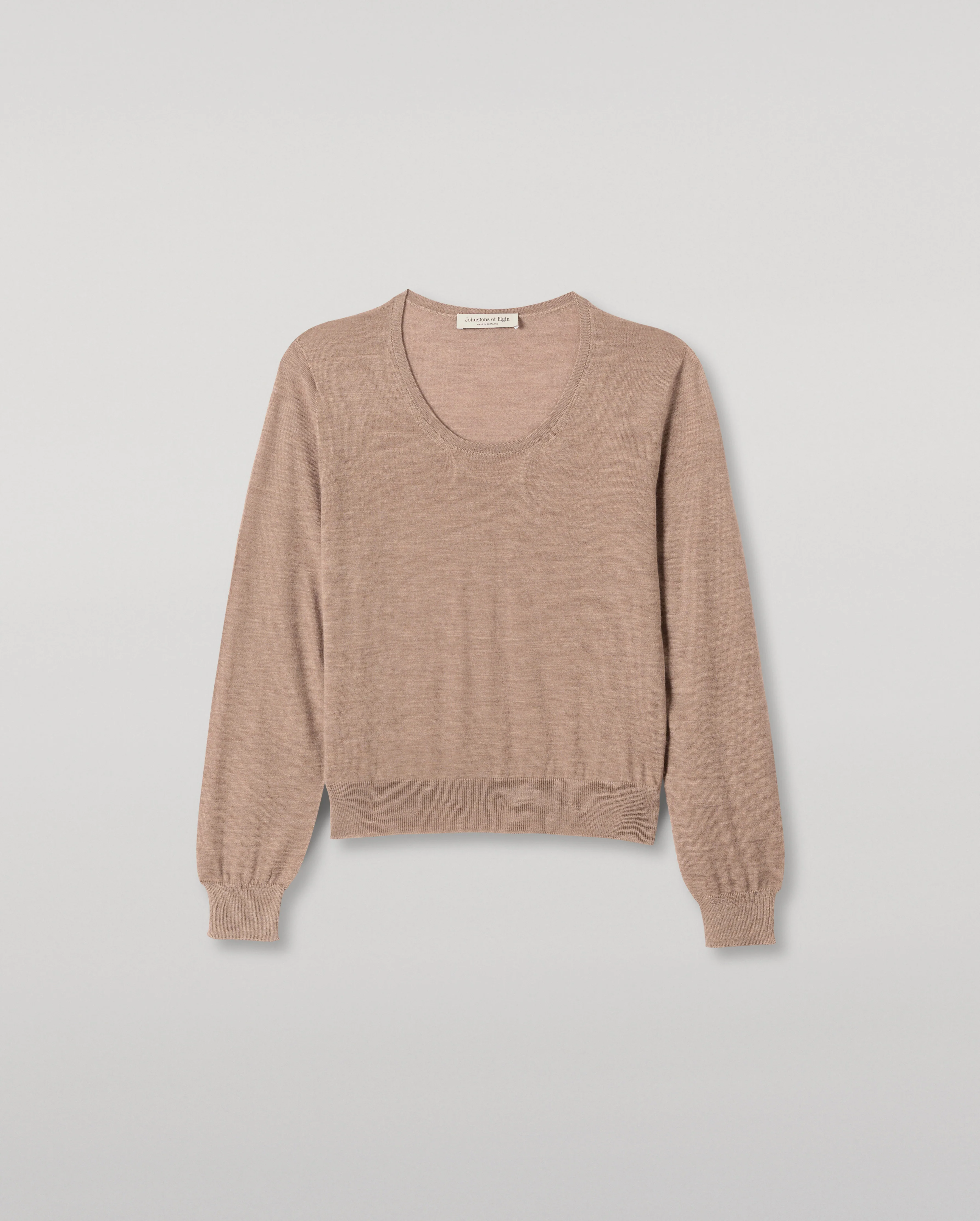 Ella Light Brown Superfine Cashmere Scoop Neck Jumper - Image 2