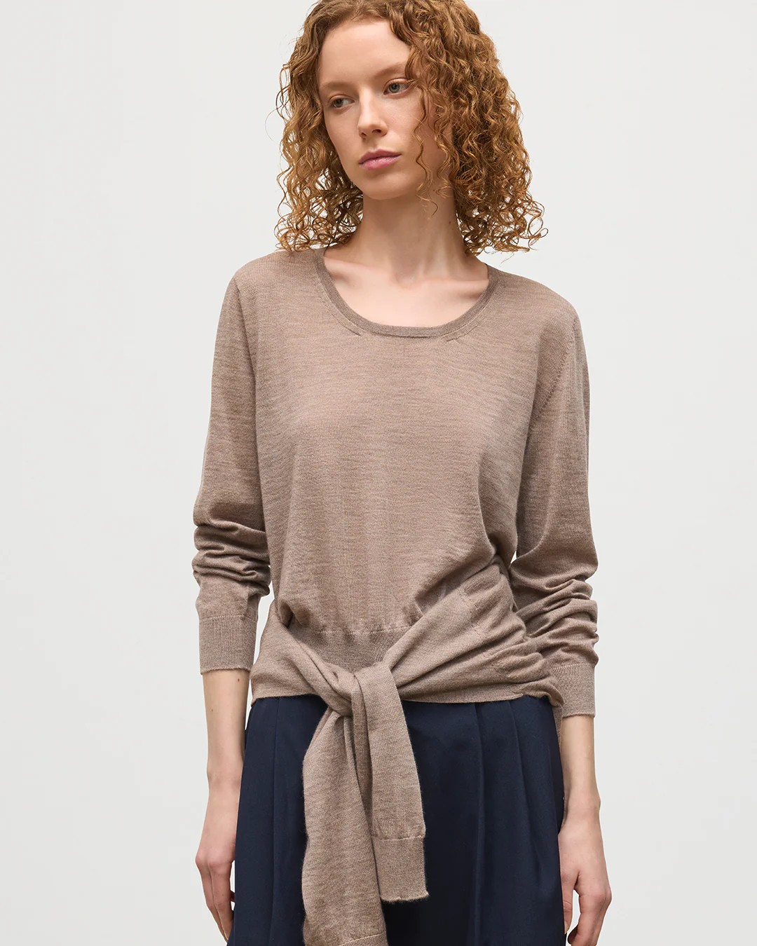Ella Light Brown Superfine Cashmere Scoop Neck Jumper - Image 5