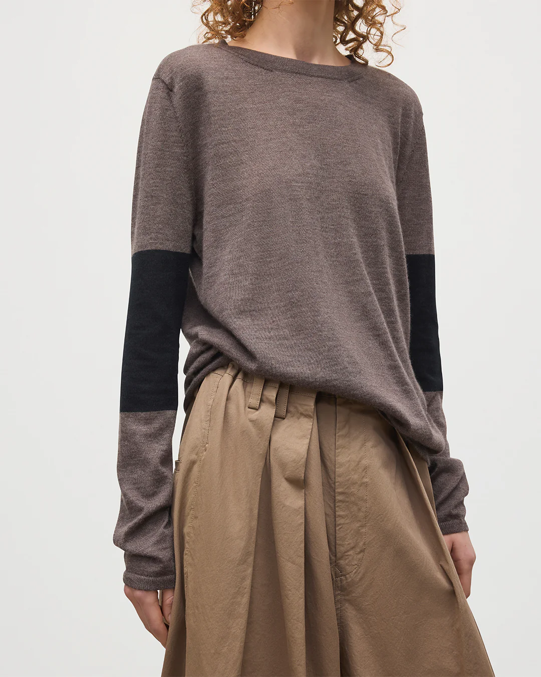 Euna Brown & Black Superfine Cashmere T-Shirt - Image 6