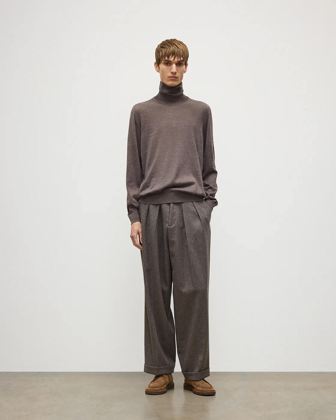 Fin Brown Cashmere Roll Neck Jumper