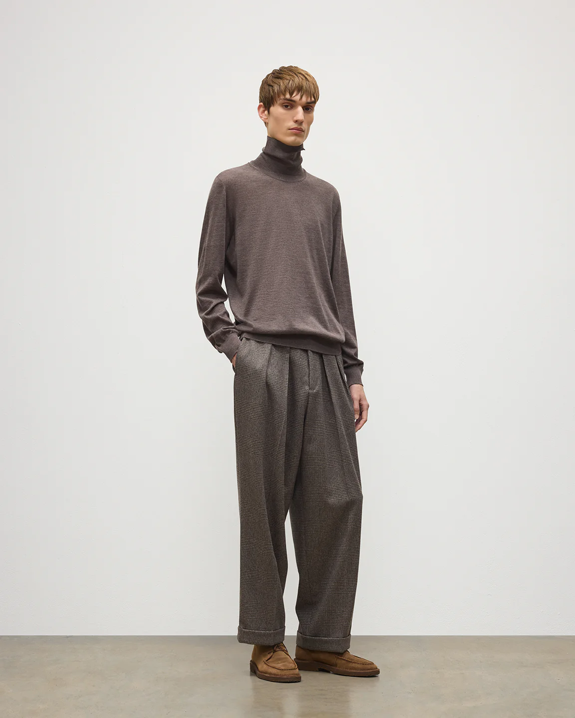 Fin Brown Cashmere Roll Neck Jumper - Image 3