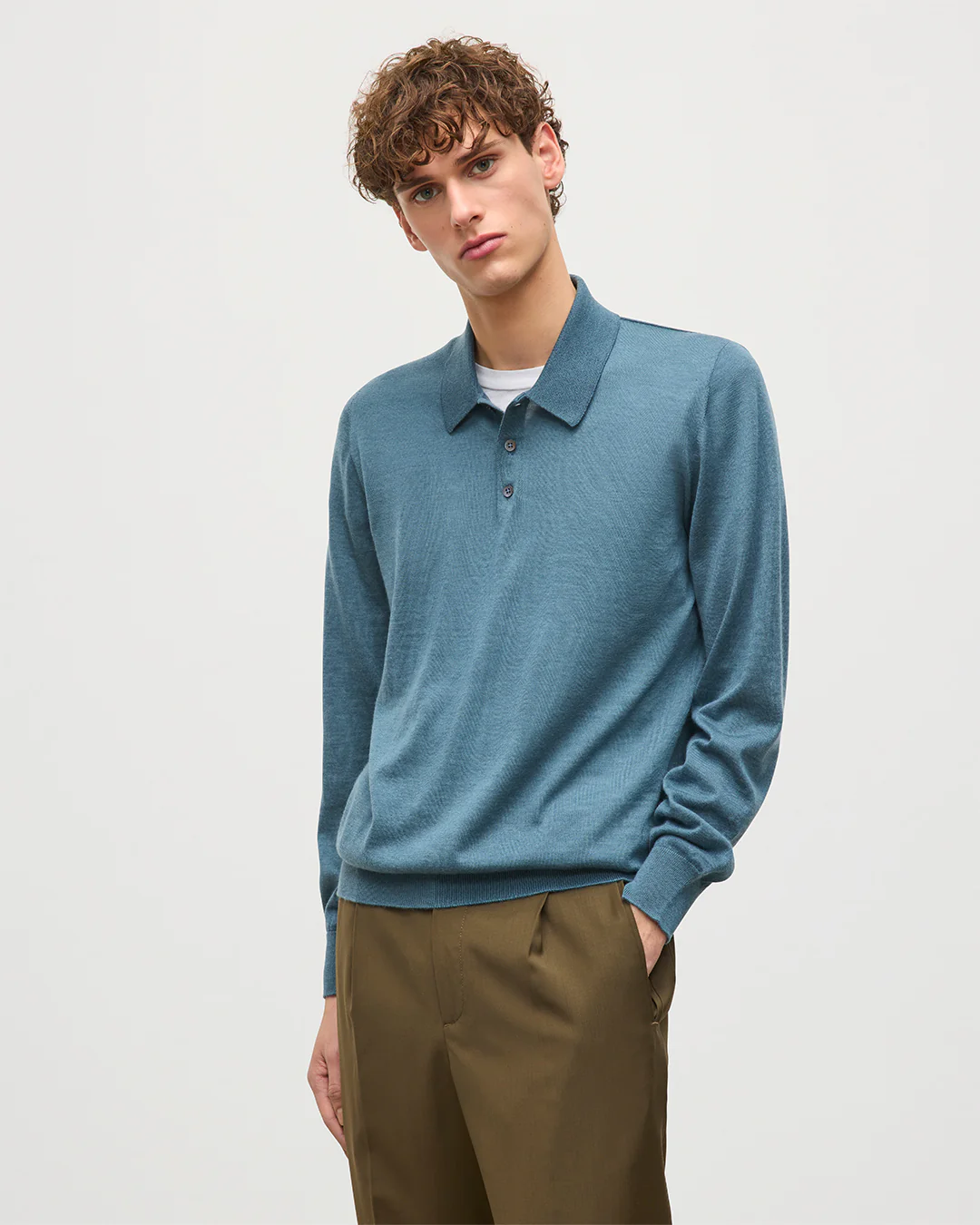 Fin Blue Superfine Cashmere Polo Shirt - Image 5