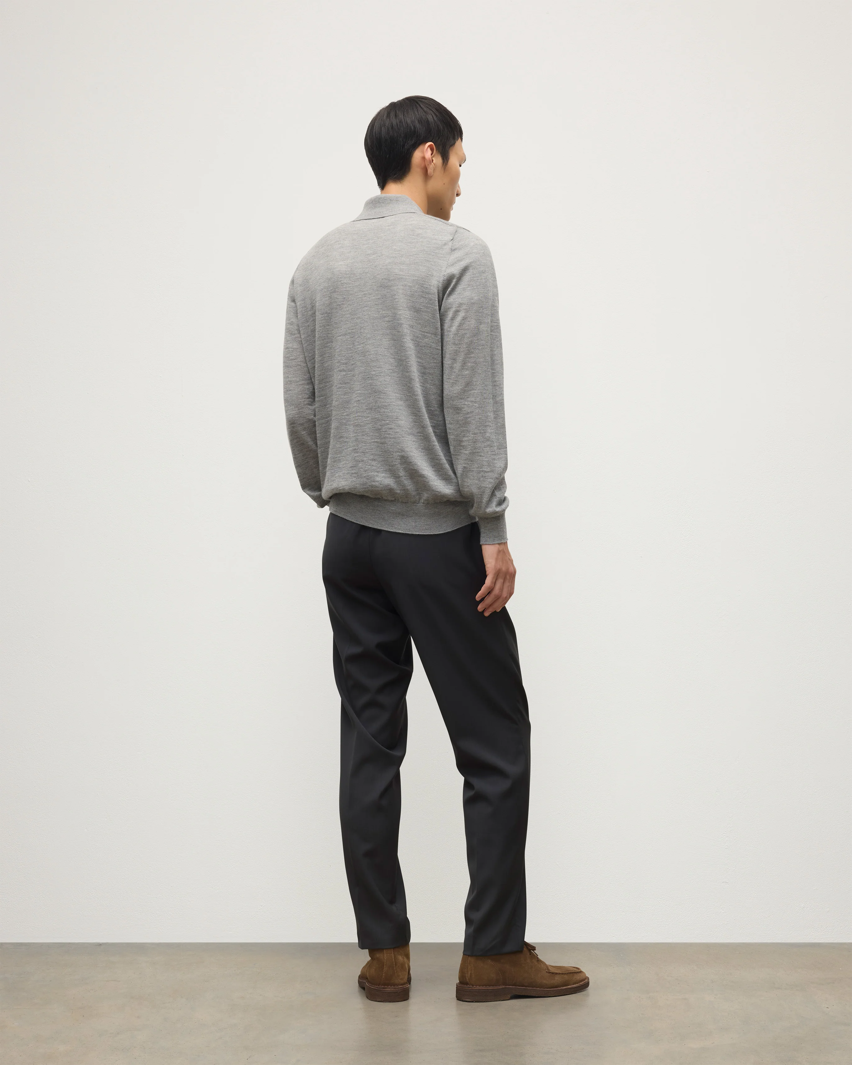 Fin Grey Superfine Cashmere Polo Shirt - Image 4