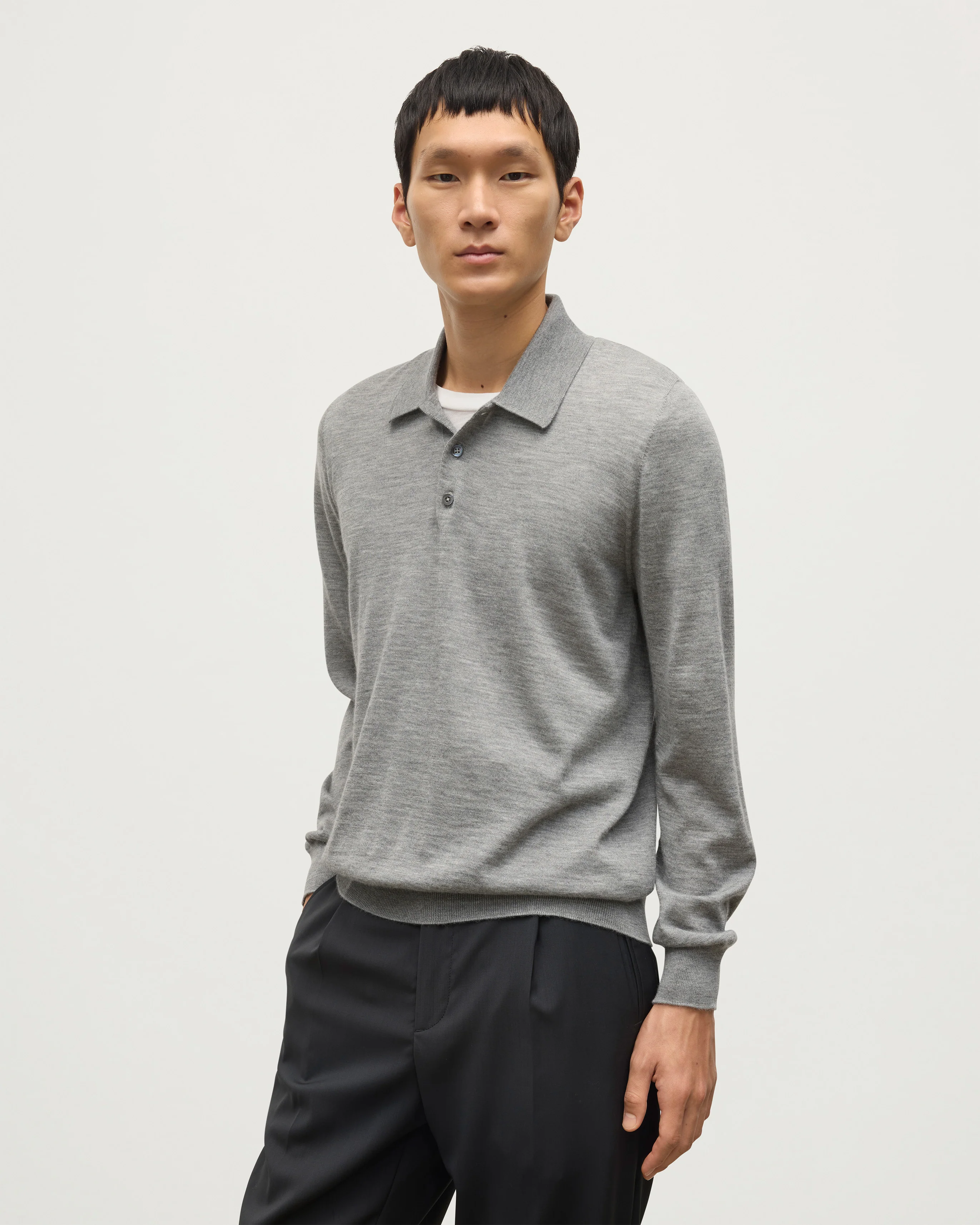Fin Grey Superfine Cashmere Polo Shirt - Image 5