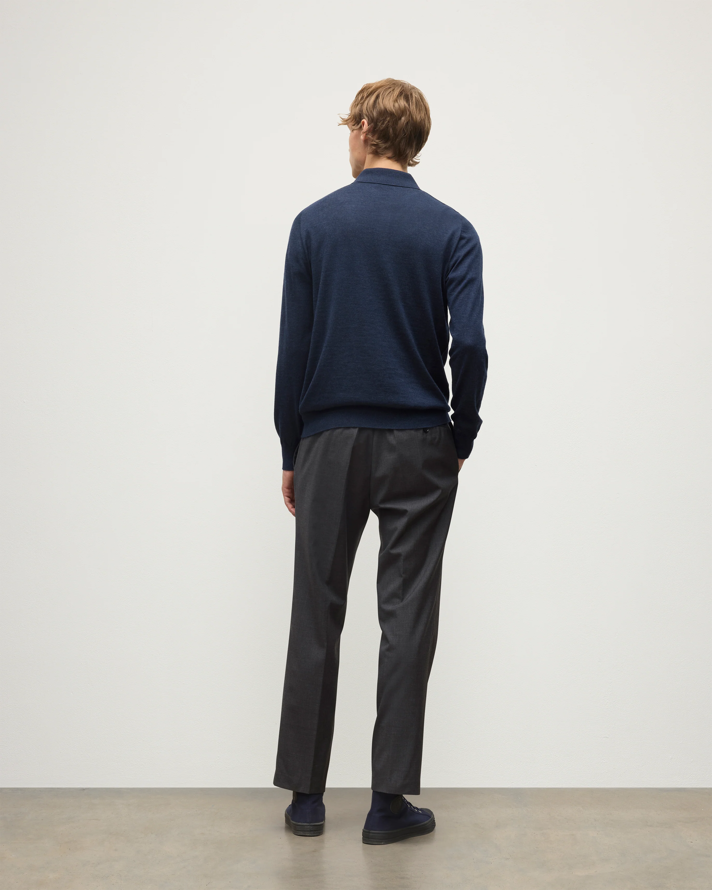 Fin Navy Superfine Cashmere Polo Shirt - Image 4