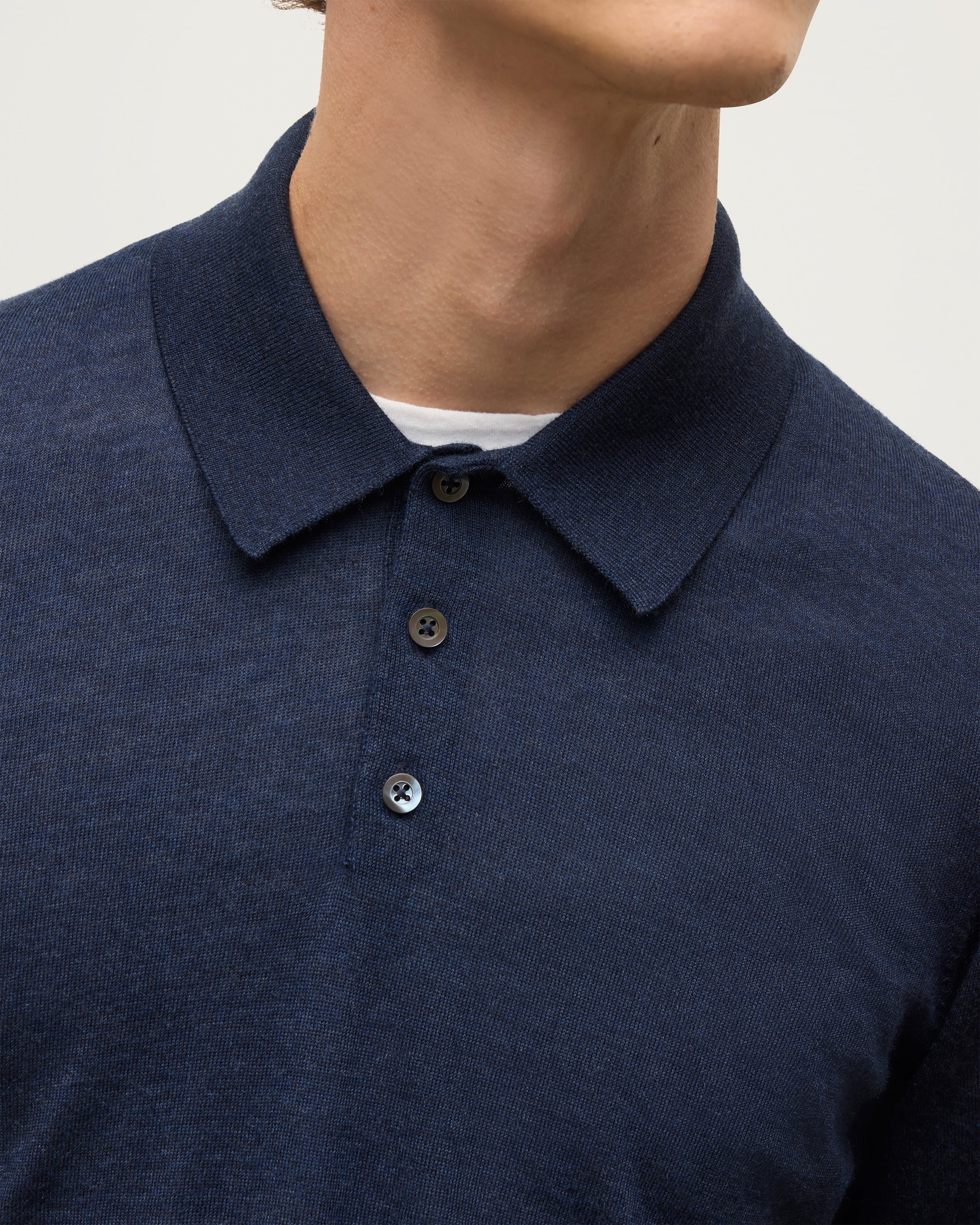 Fin Navy Superfine Cashmere Polo Shirt - Image 6