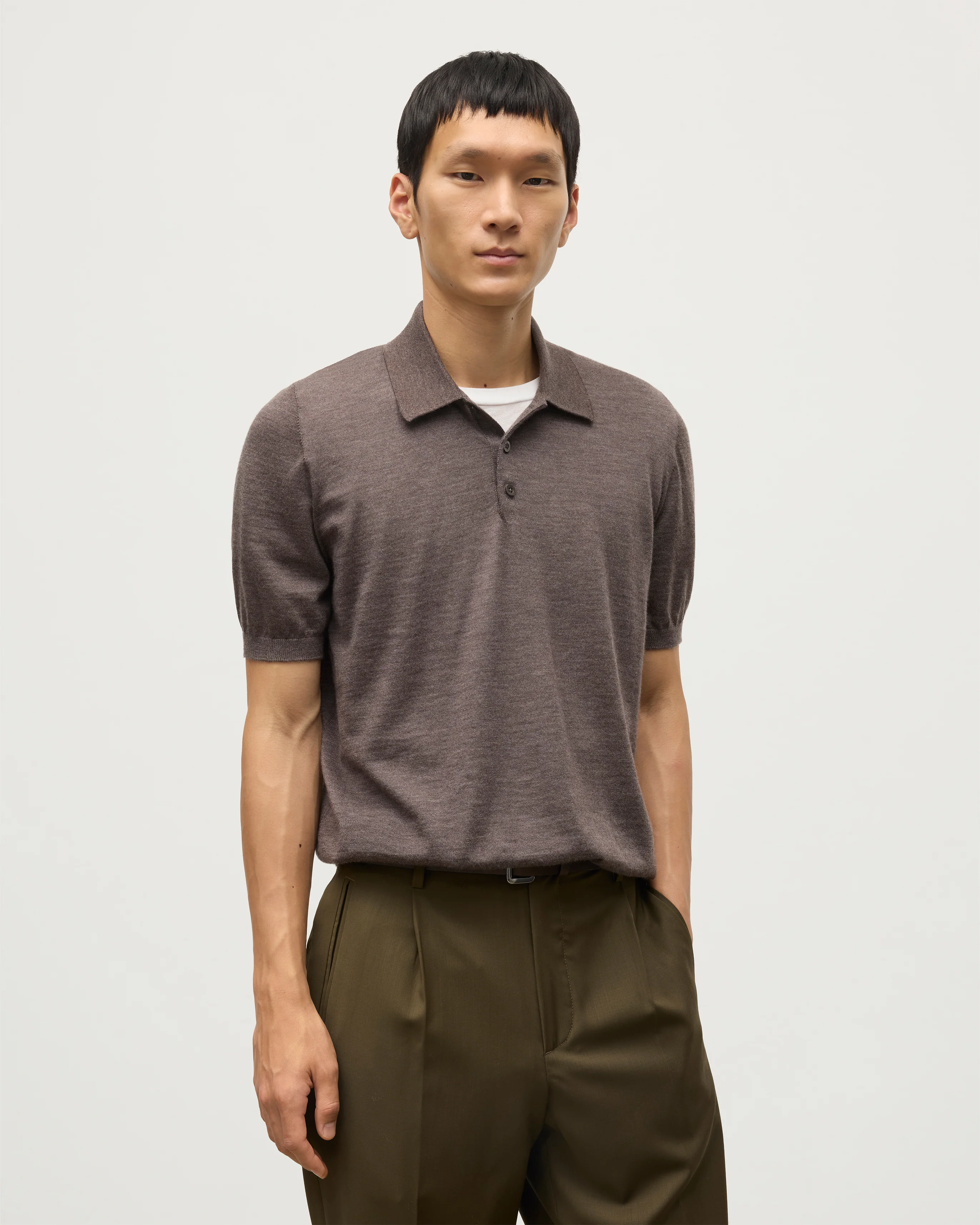 Fin Brown Superfine Cashmere Polo Shirt - Image 5