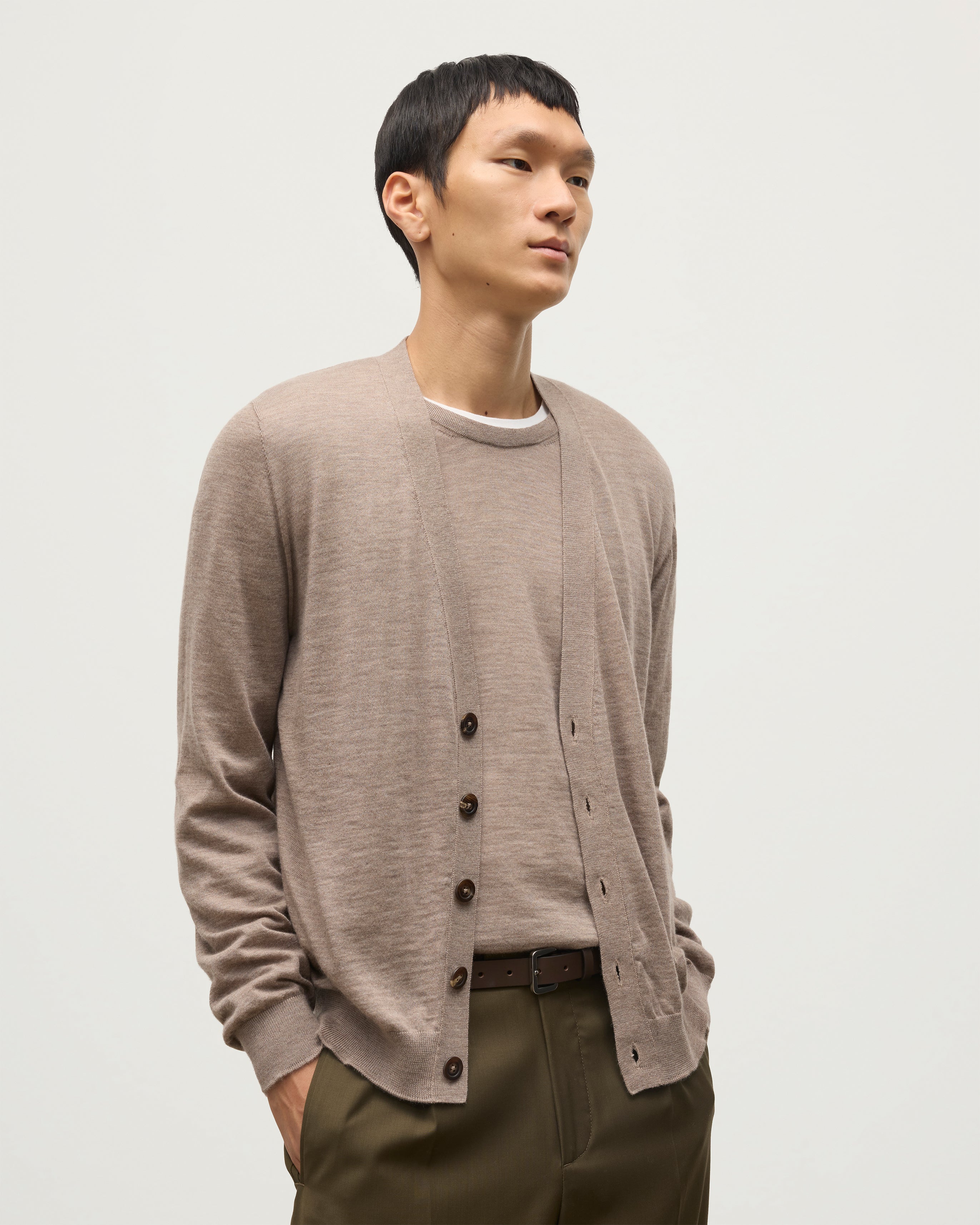 Forsyth Light Brown Superfine Cashmere Cardigan - Image 5