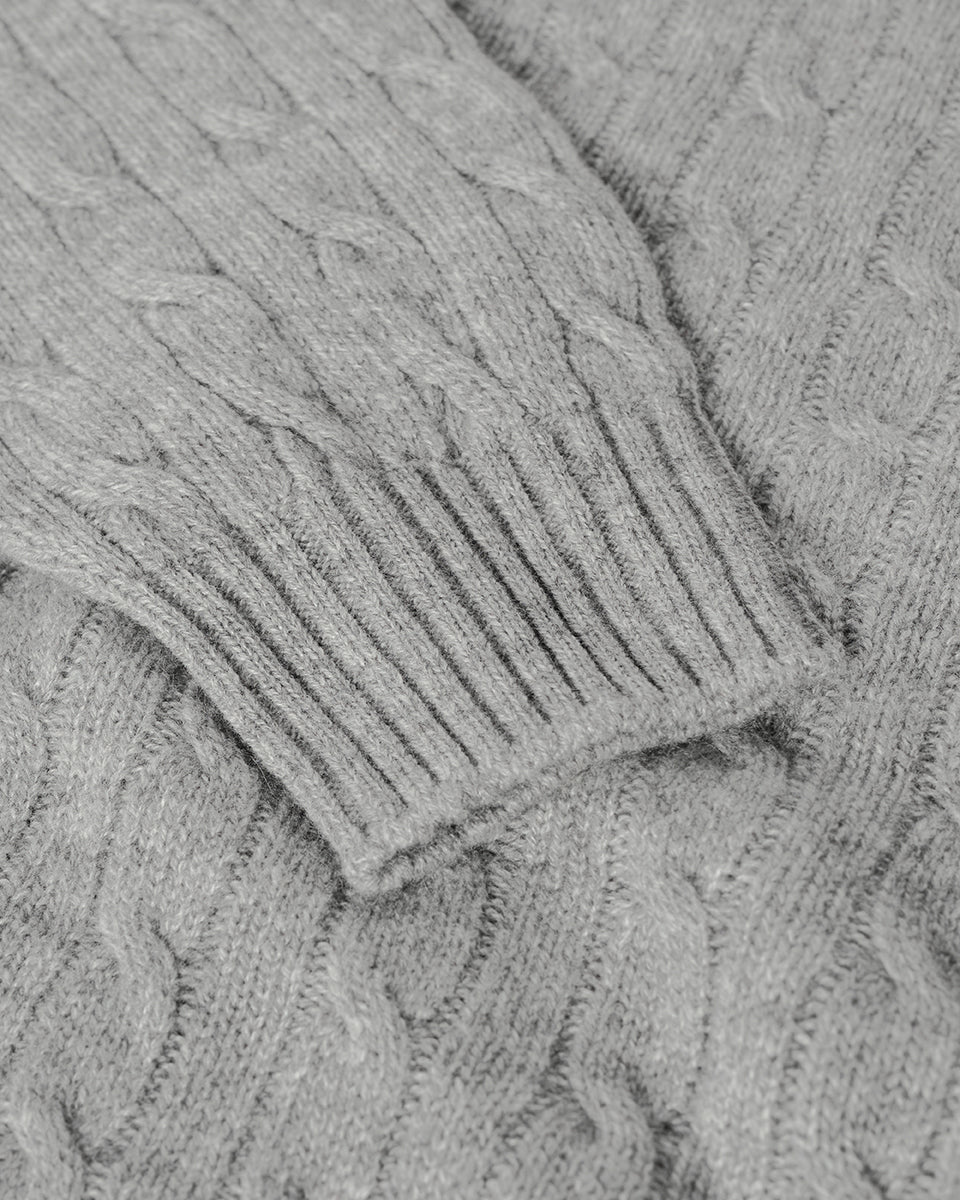 Cable Knit Light Grey Cashmere Jumper - Image 6