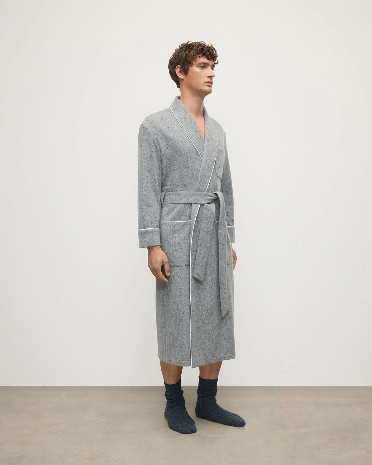 Donegal Cashmere Grey Dressing Gown - Image 3