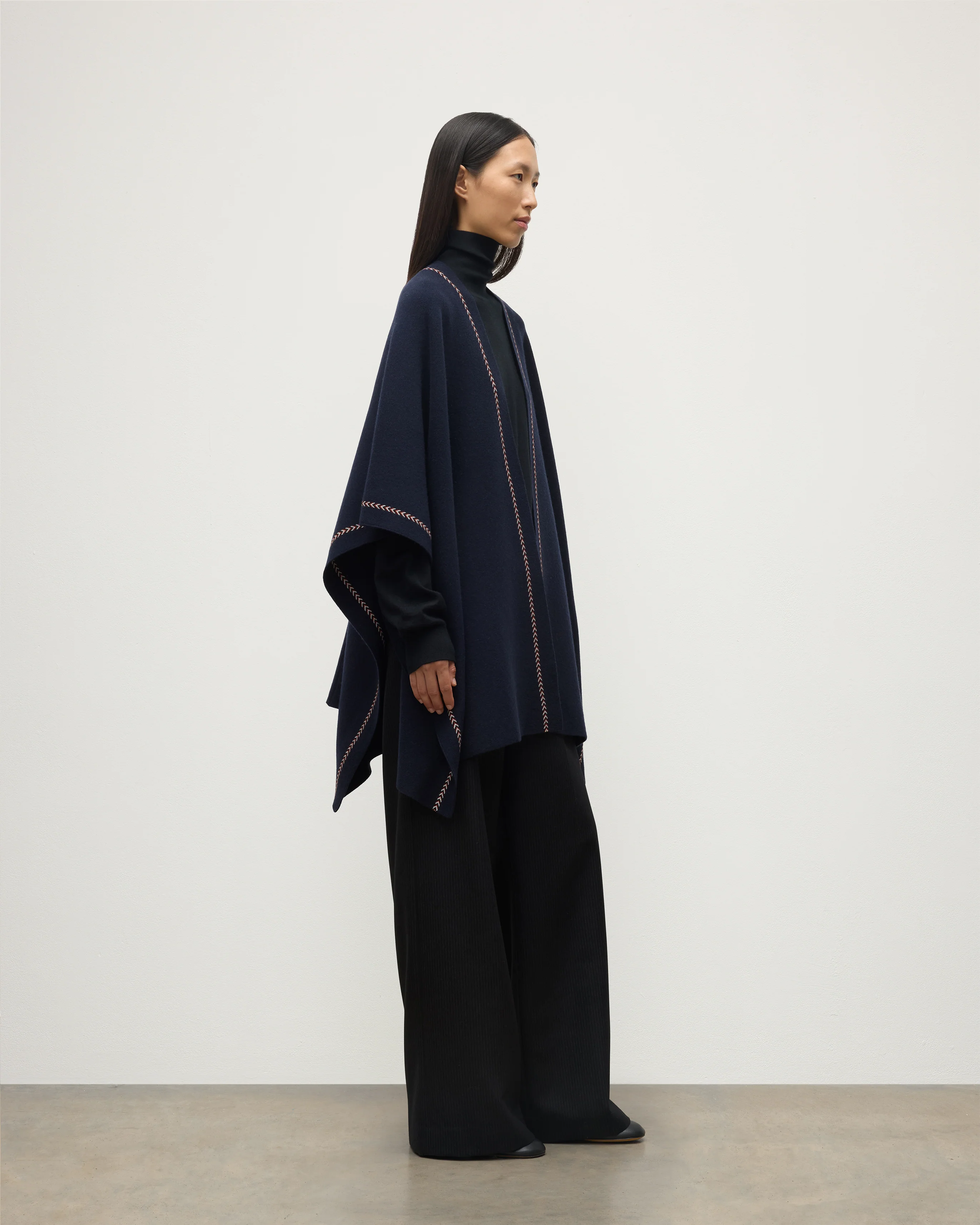 Hawk Dark Navy Cashmere Poncho - Image 3