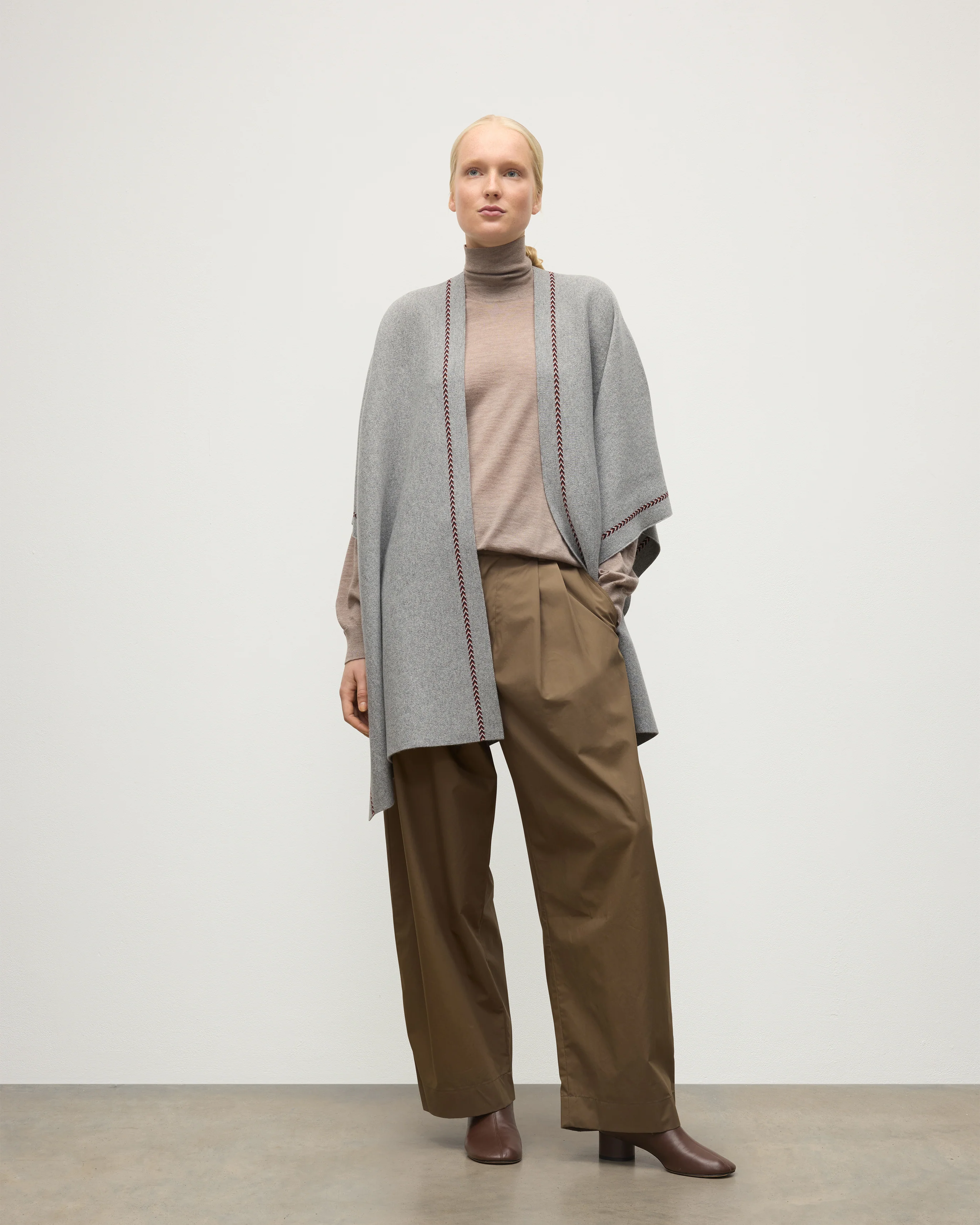 Hawk Light Grey Cashmere Poncho - Image 3