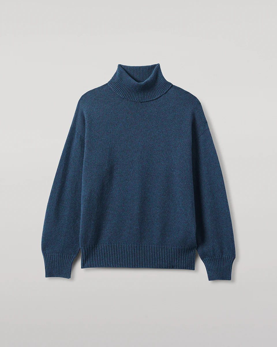 Gauzy Cashmere Navy Roll Neck Jumper - Image 2