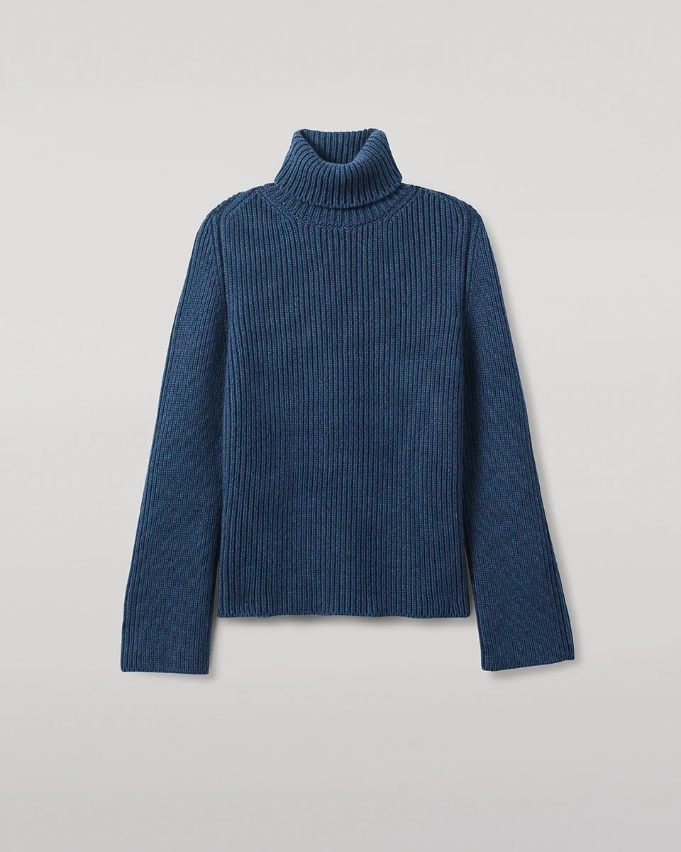 Roll-Collar Navy Cashmere Jumper - Image 2