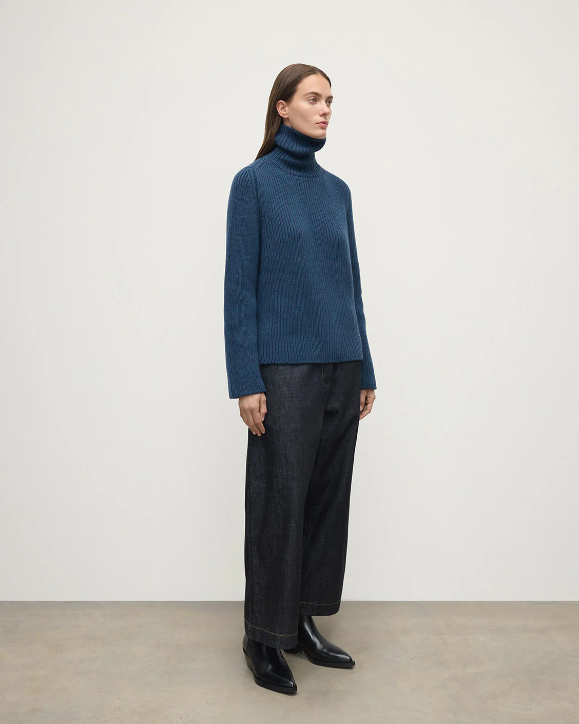Roll-Collar Navy Cashmere Jumper - Image 3