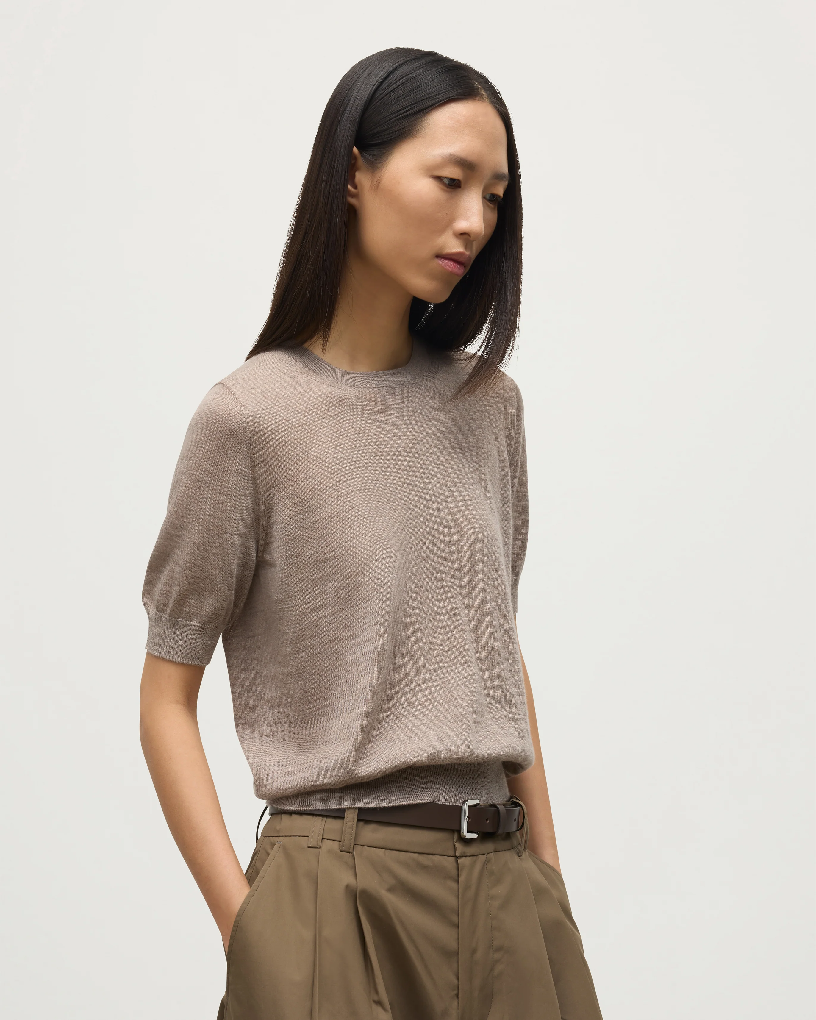 Honor Light Brown Superfine Cashmere T-Shirt - Image 5