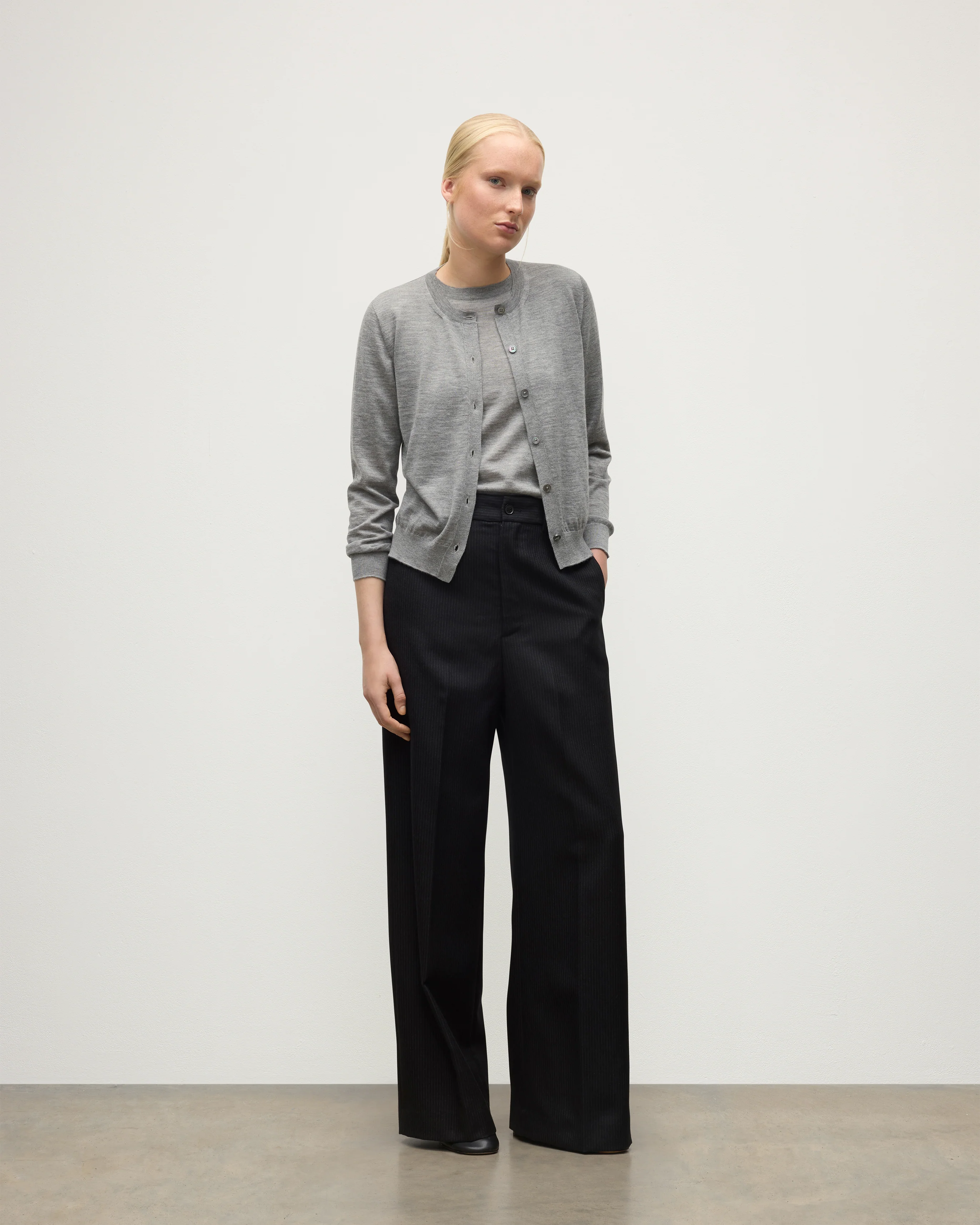 Honor Grey Superfine Cashmere Cardigan