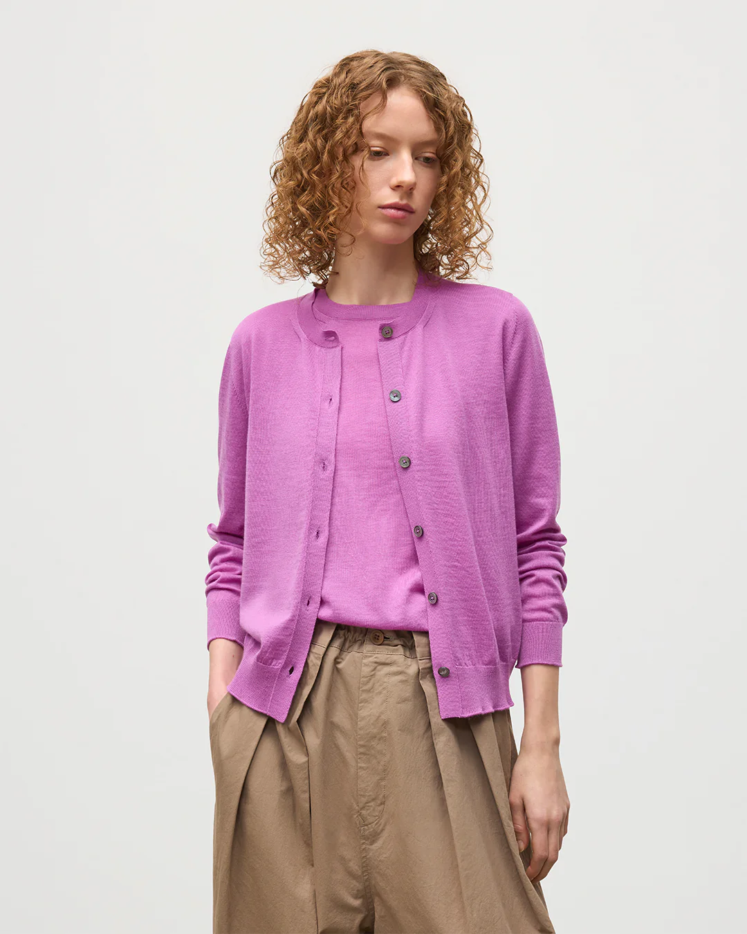 Honor Pink Superfine Cashmere Cardigan - Image 5