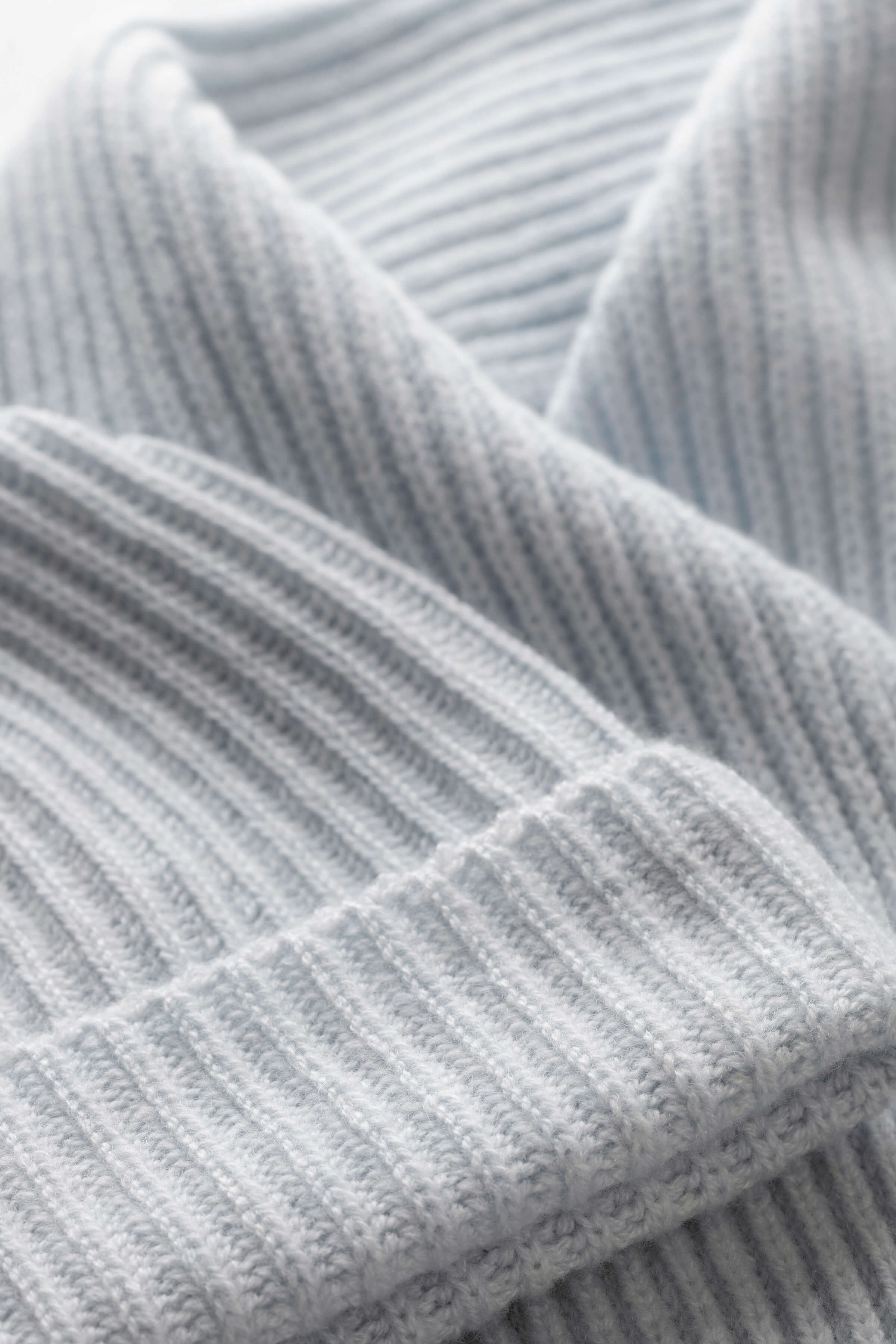 Children's Cashmere Light Blue Ribbed Scarf - Image 2