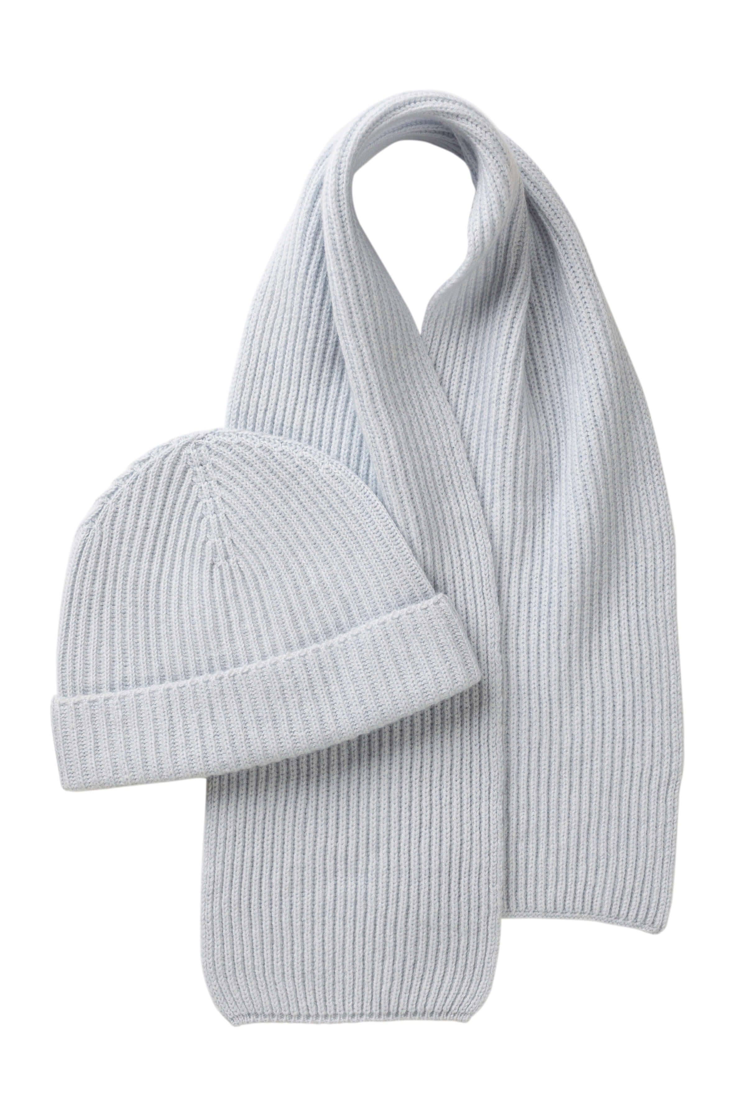 Children's Cashmere Light Blue Ribbed Scarf - Image 3