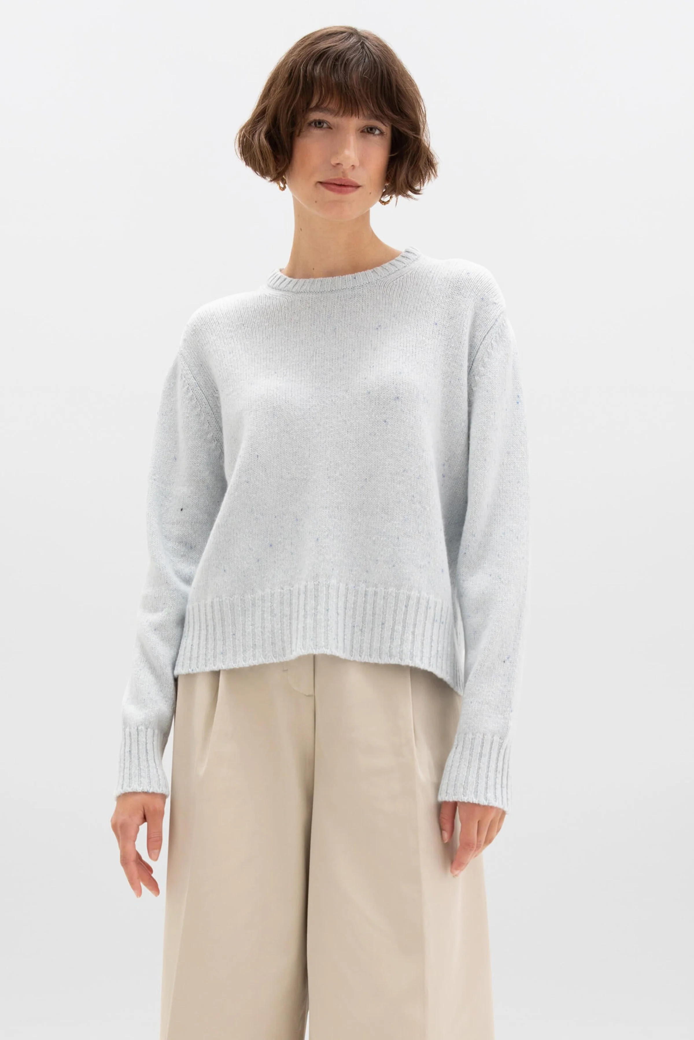 Cropped Donegal Light Blue Cashmere Jumper - Image 3