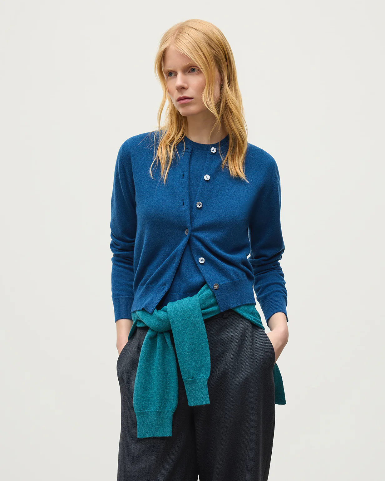 Iris Classic Blue Cashmere Cardigan - Image 5