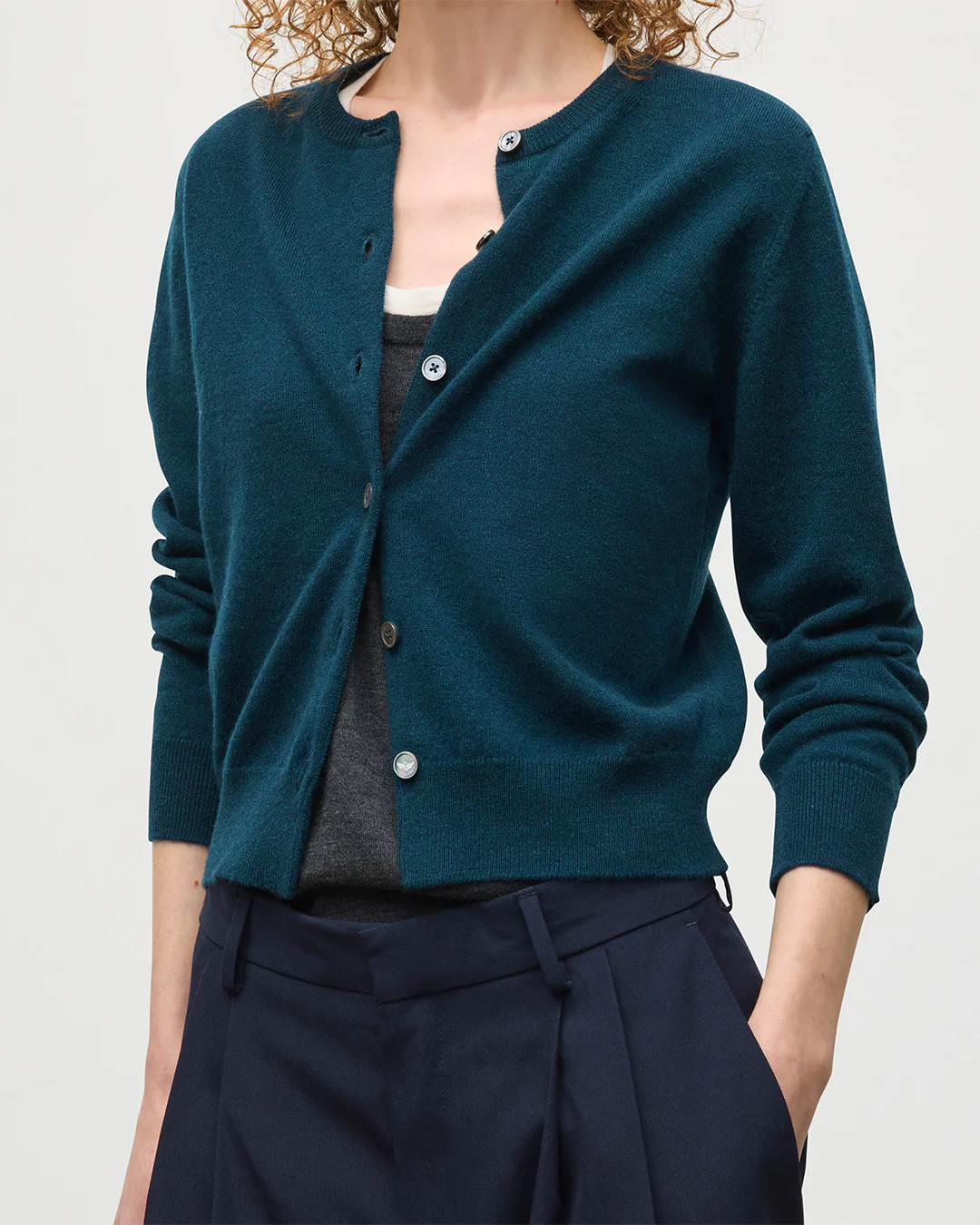 Iris Bottle Green Classic Cashmere Cardigan - Image 6
