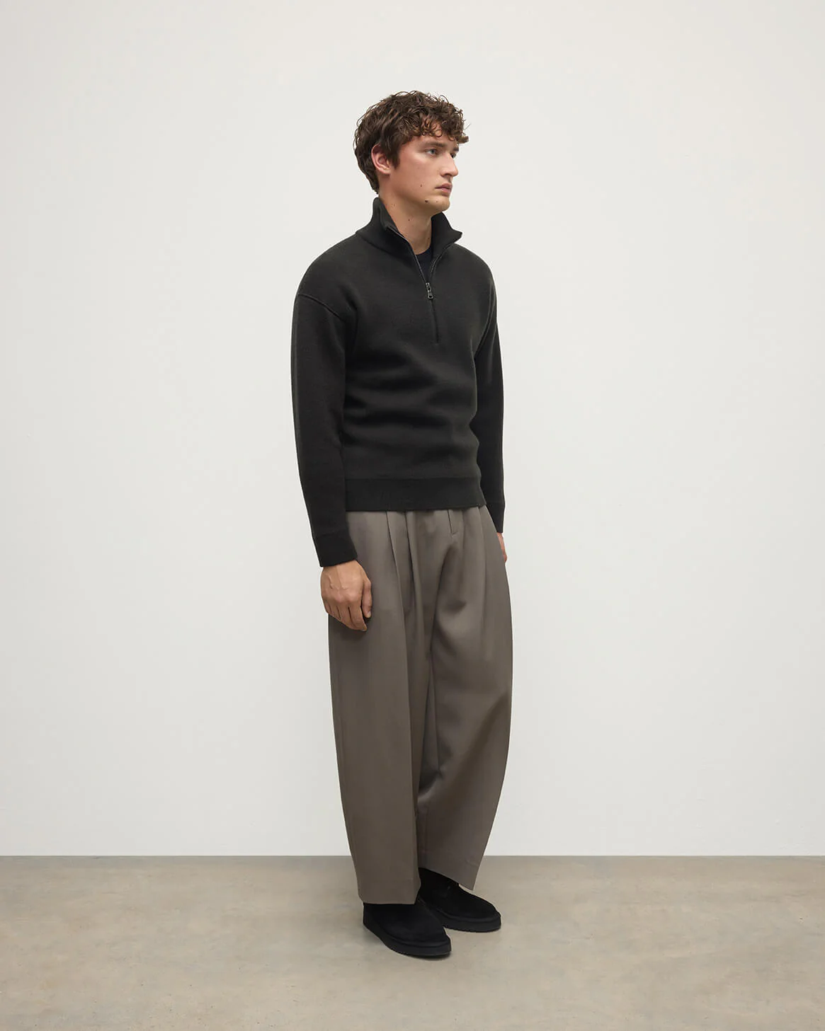 Double Face Dark Grey Half Zip Jumper - Image 3