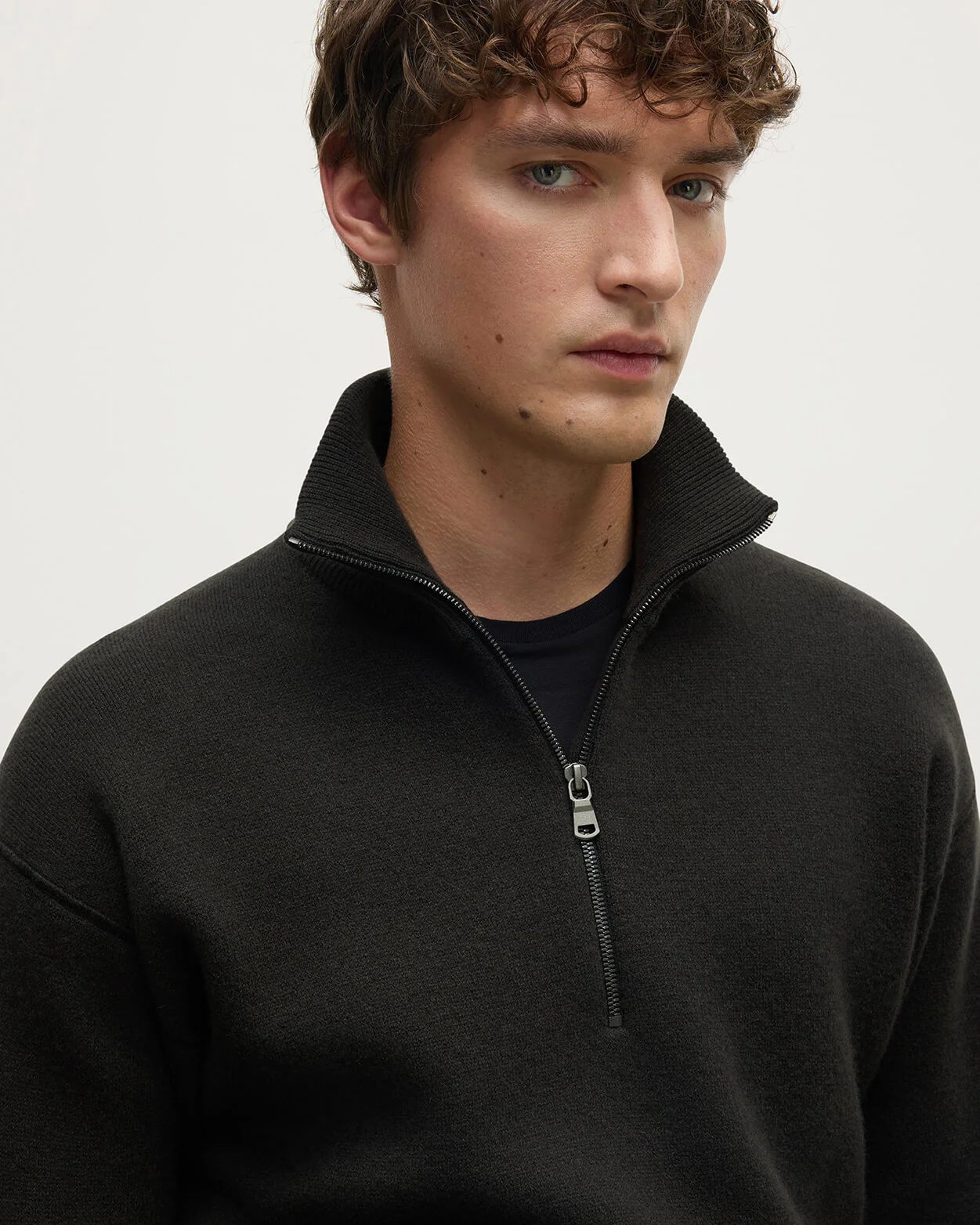 Double Face Dark Grey Half Zip Jumper - Image 5