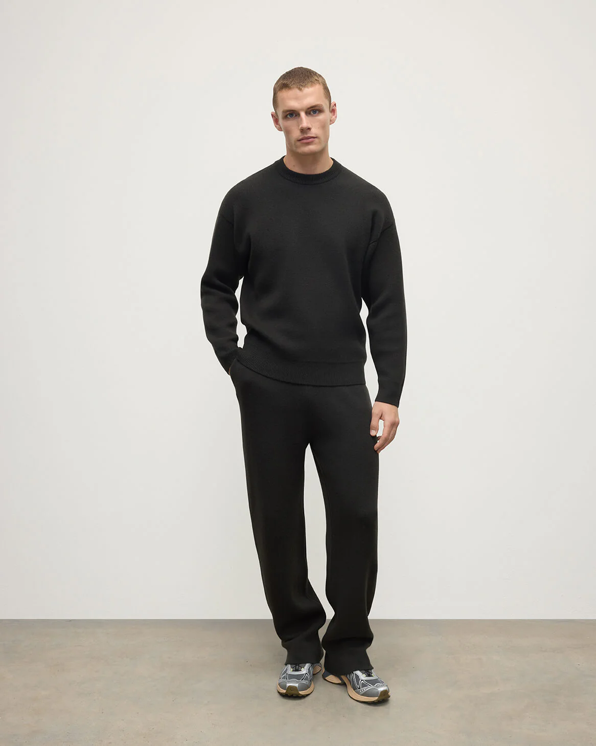 Double Faced Dark Grey Tapered Joggers