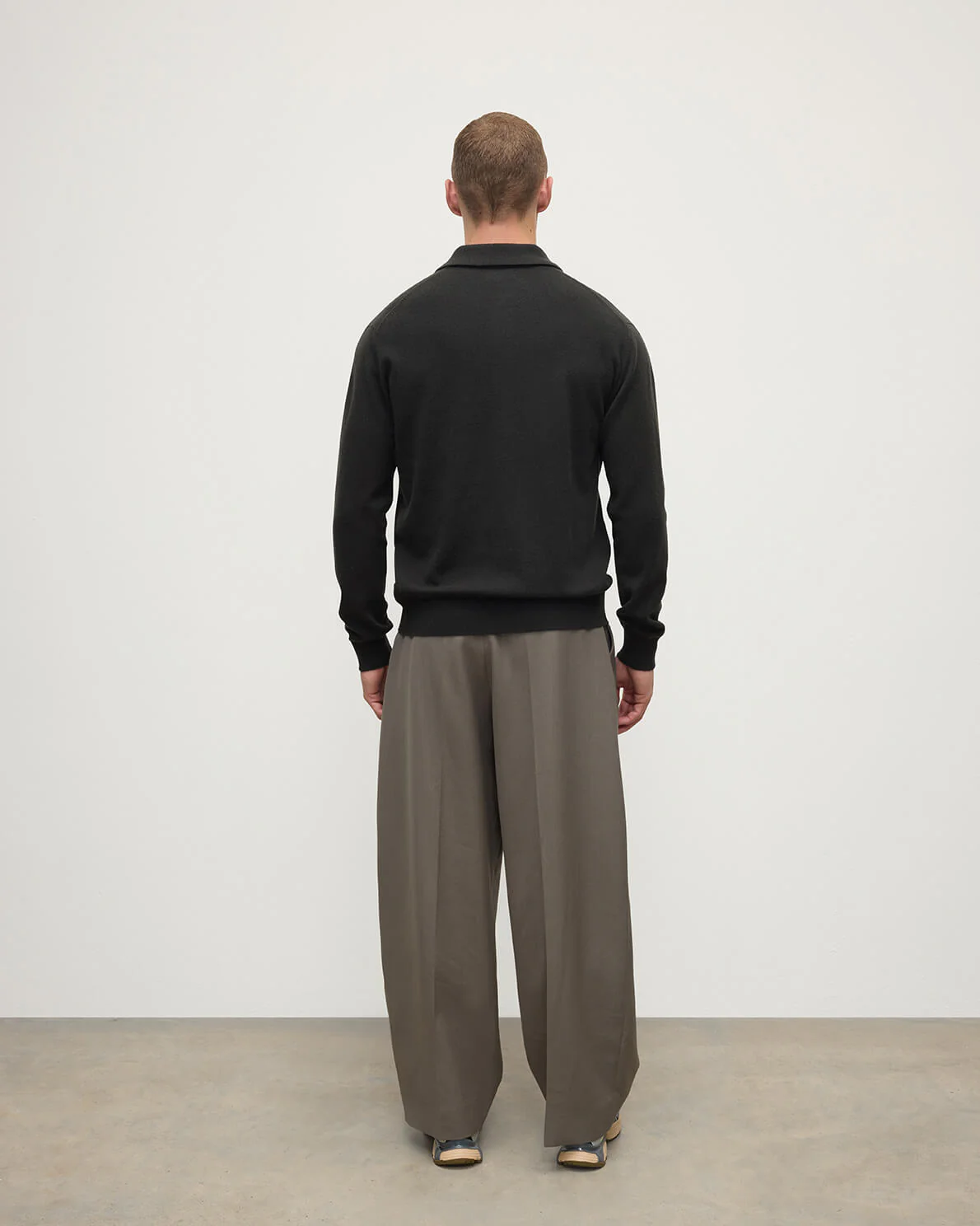 Cashmere Long Sleeve Dark Grey Polo Shirt - Image 4