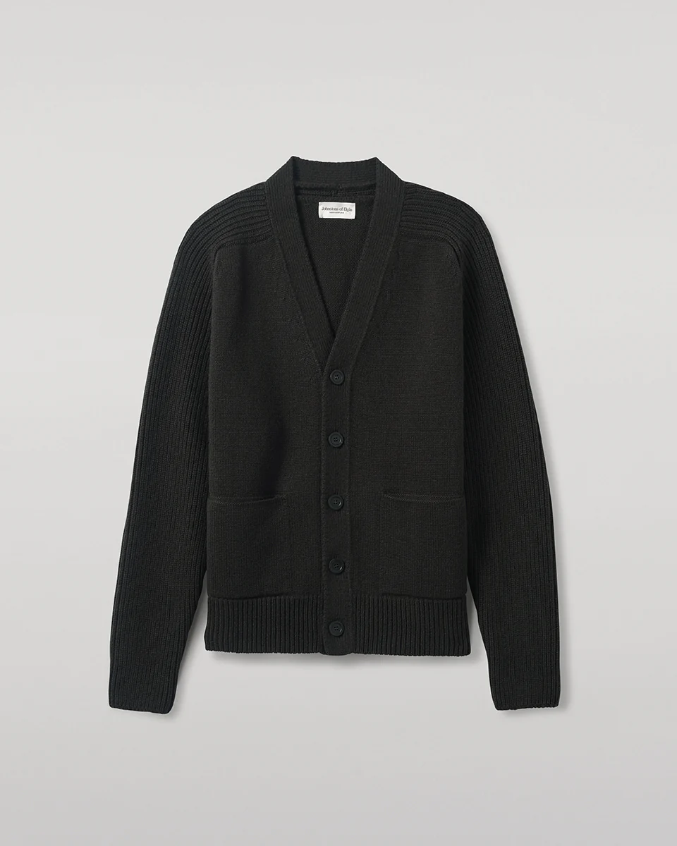 Ribbed Cashmere Dark Grey Cardigan - Image 2