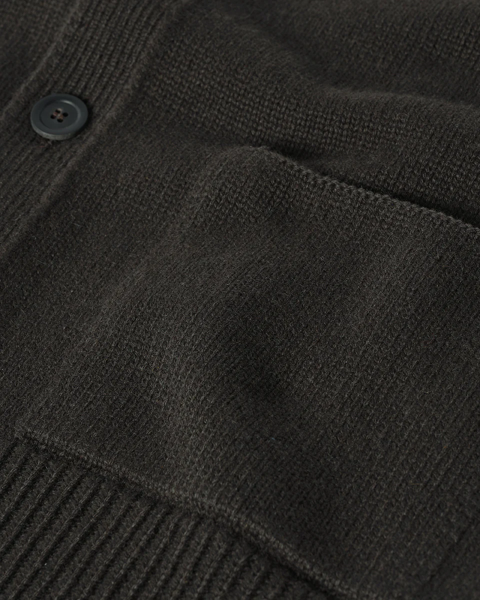 Ribbed Cashmere Dark Grey Cardigan - Image 6