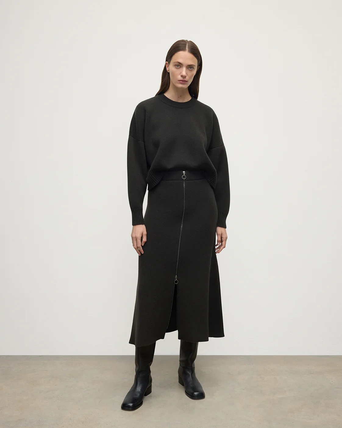A-Line Milano Mid Grey Cashmere Skirt