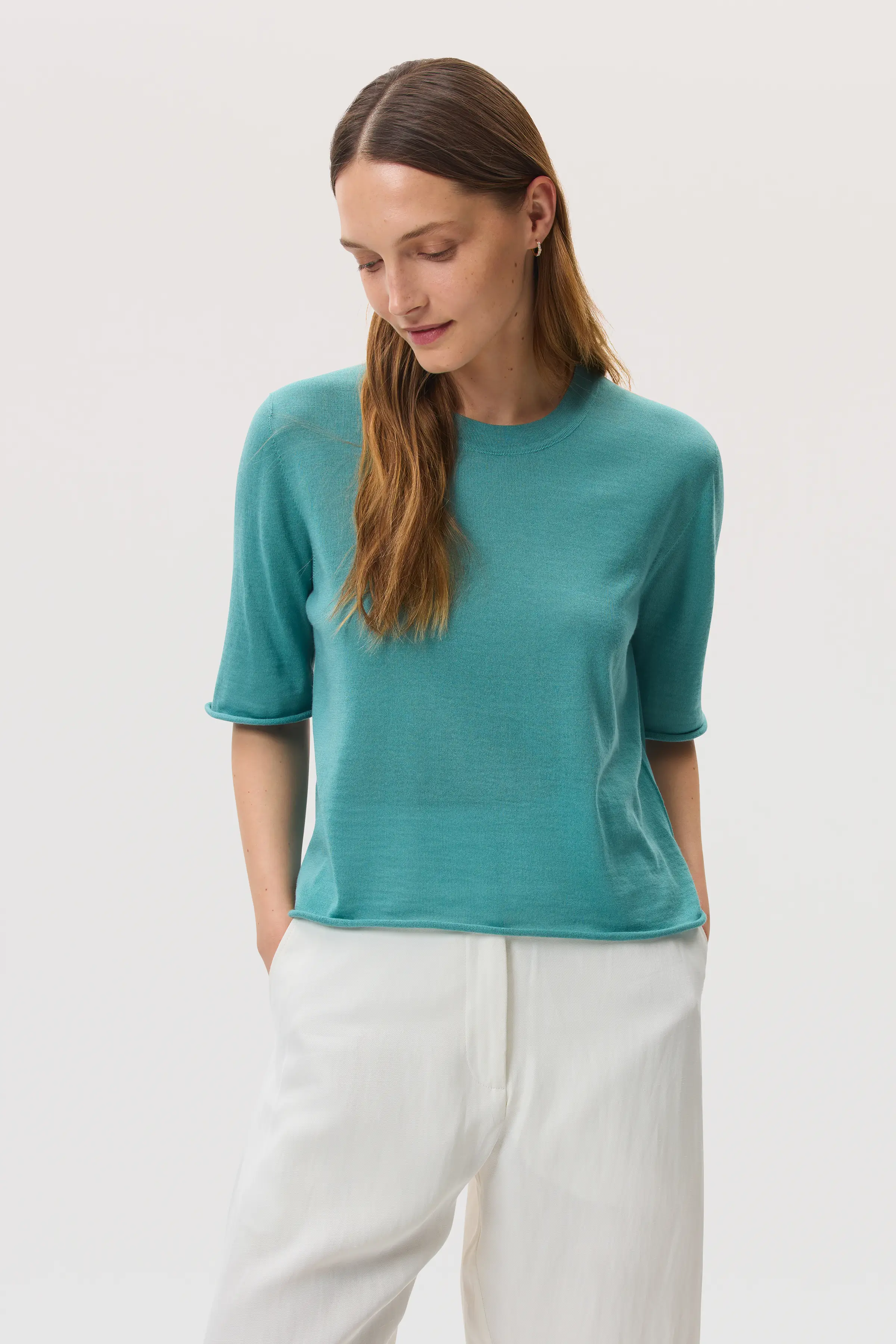 Superfine Merino Wool Green T-Shirt - Image 2