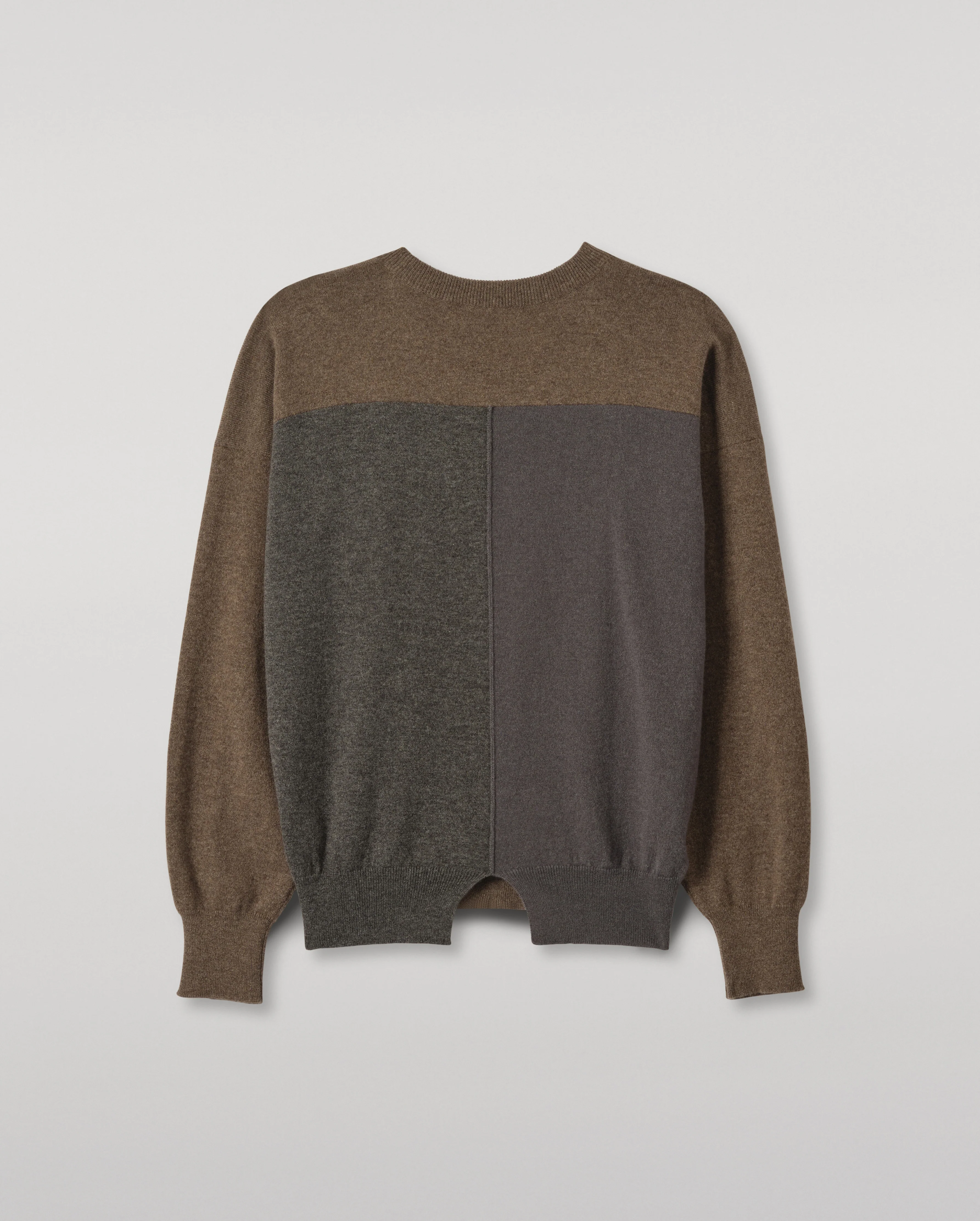 Jessie Back Split Brown Colour Block Cashmere Jumper - Image 3