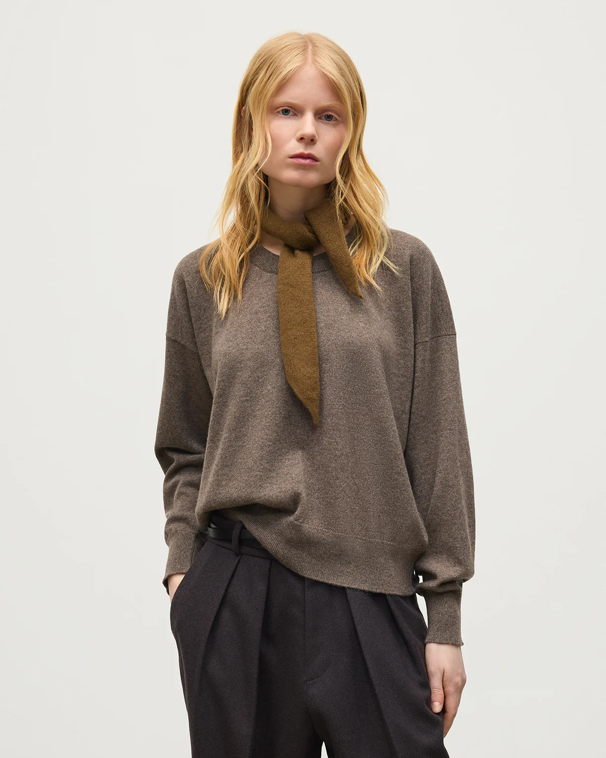 Jessie Back Split Brown Colour Block Cashmere Jumper - Image 6