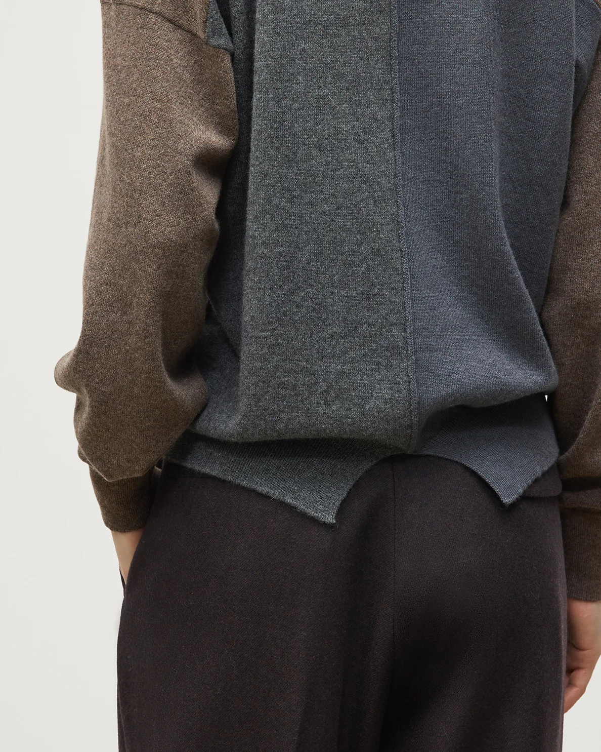 Jessie Back Split Brown Colour Block Cashmere Jumper - Image 7