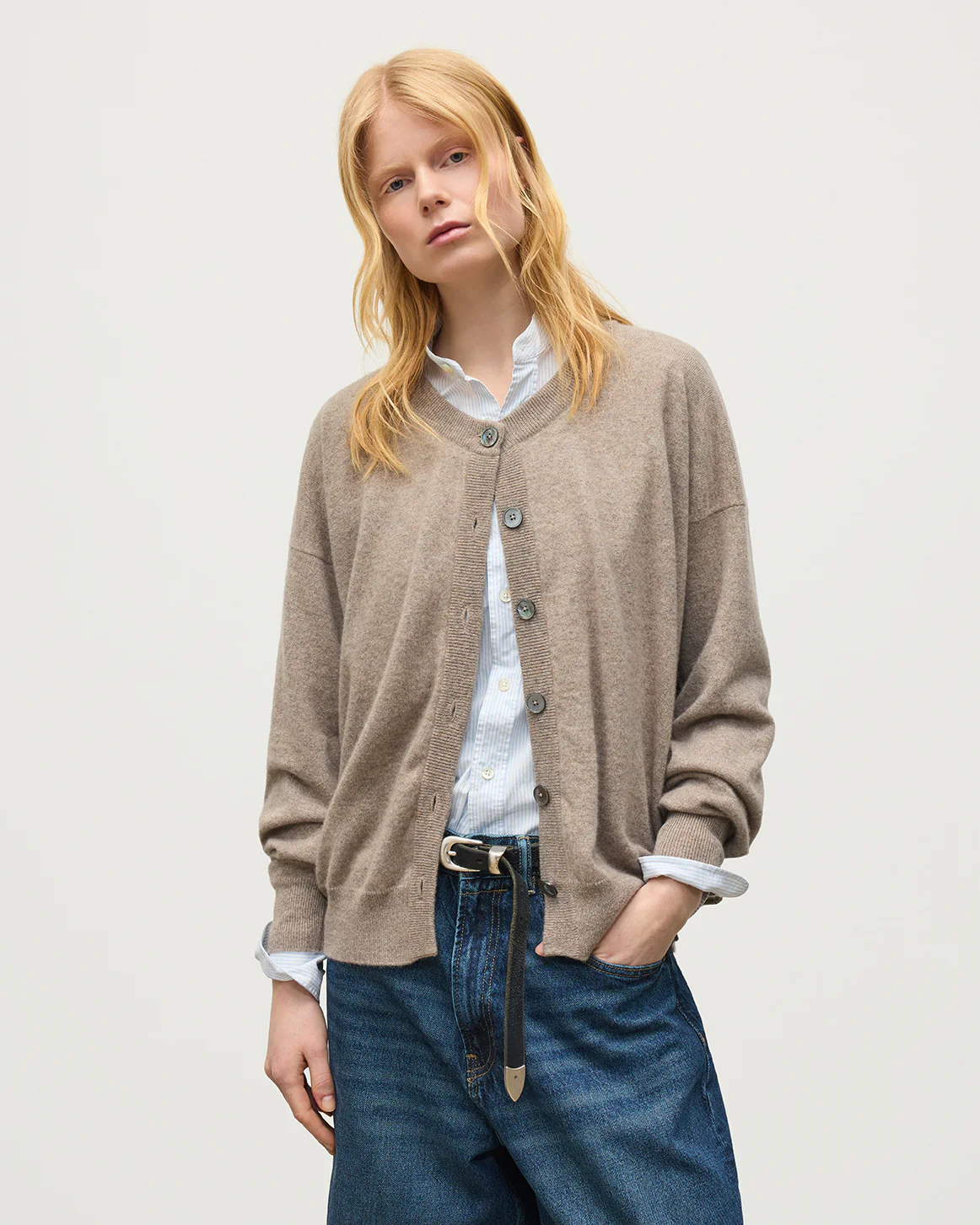Jessie Light Brown Cashmere Cardigan - Image 5