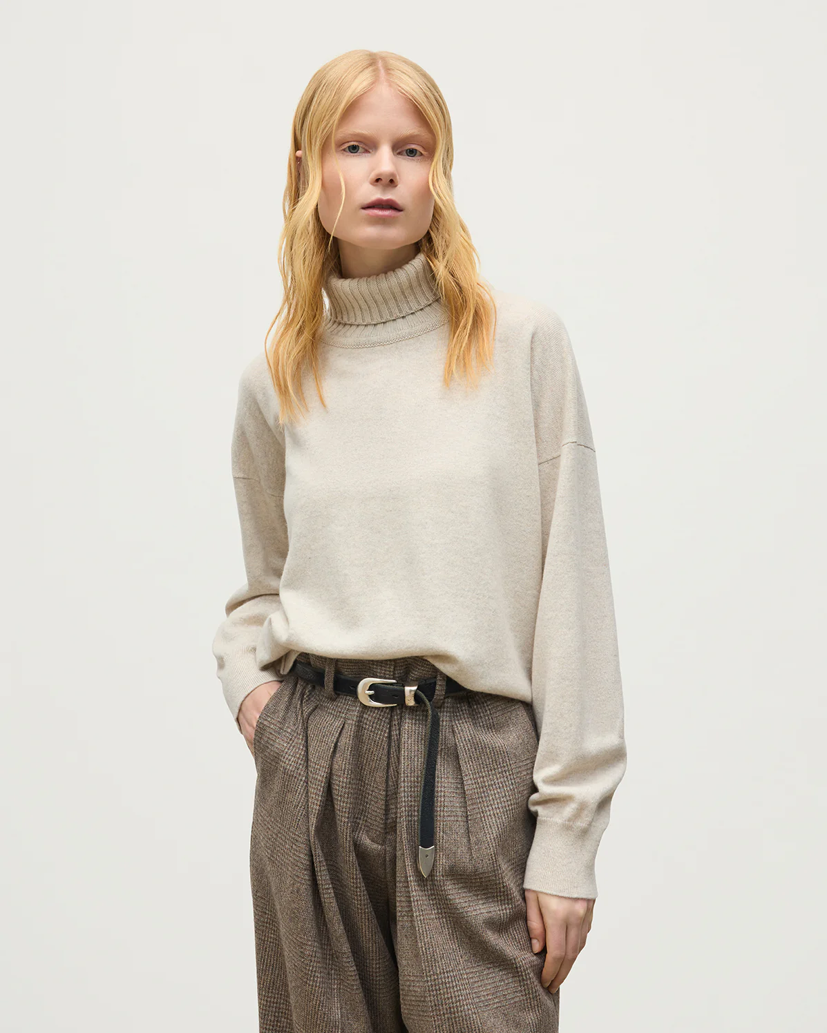Jessie Roll Neck Natural Cashmere Jumper - Image 6