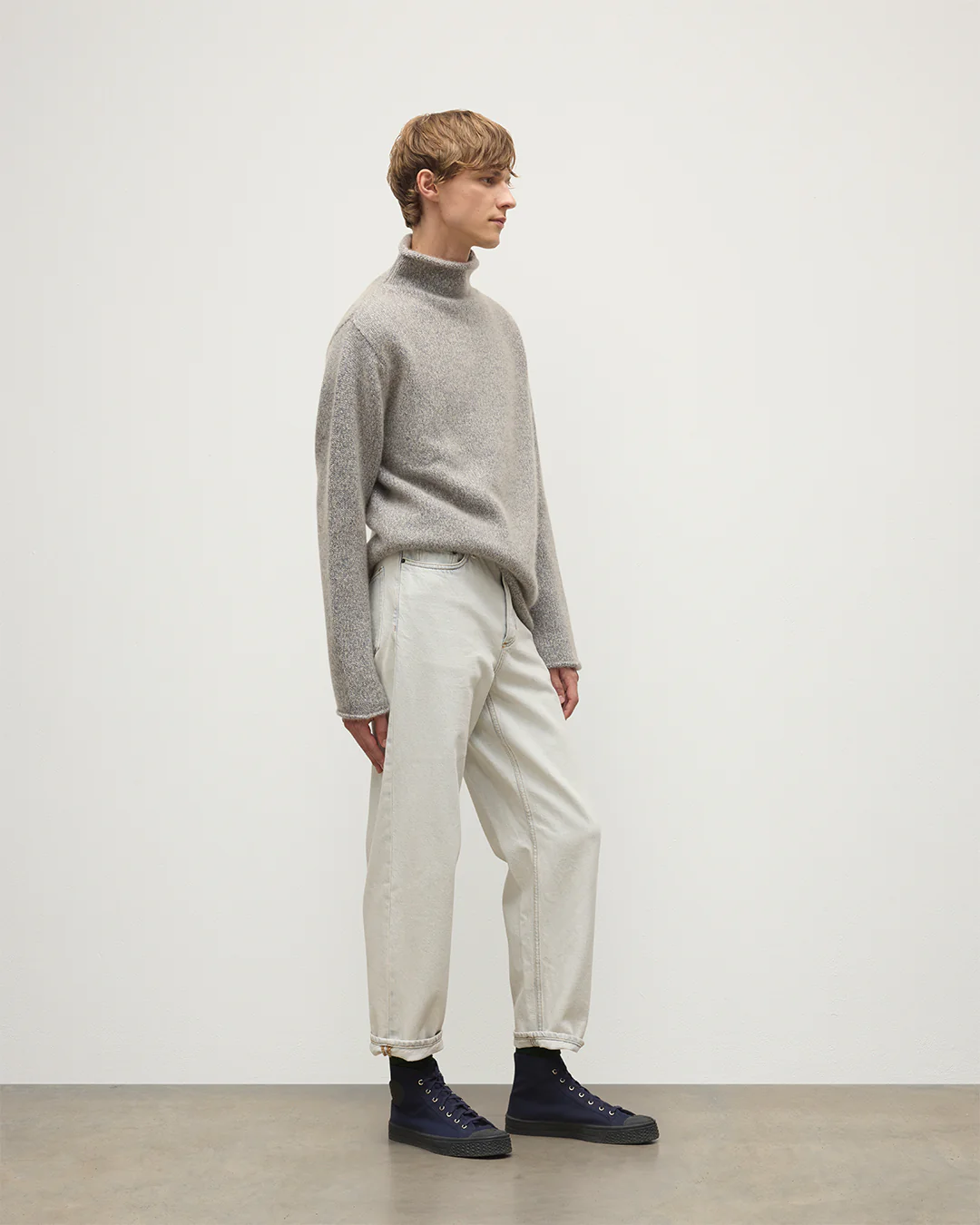 Kester Blue Marl Cashmere Funnel Neck Jumper - Image 3